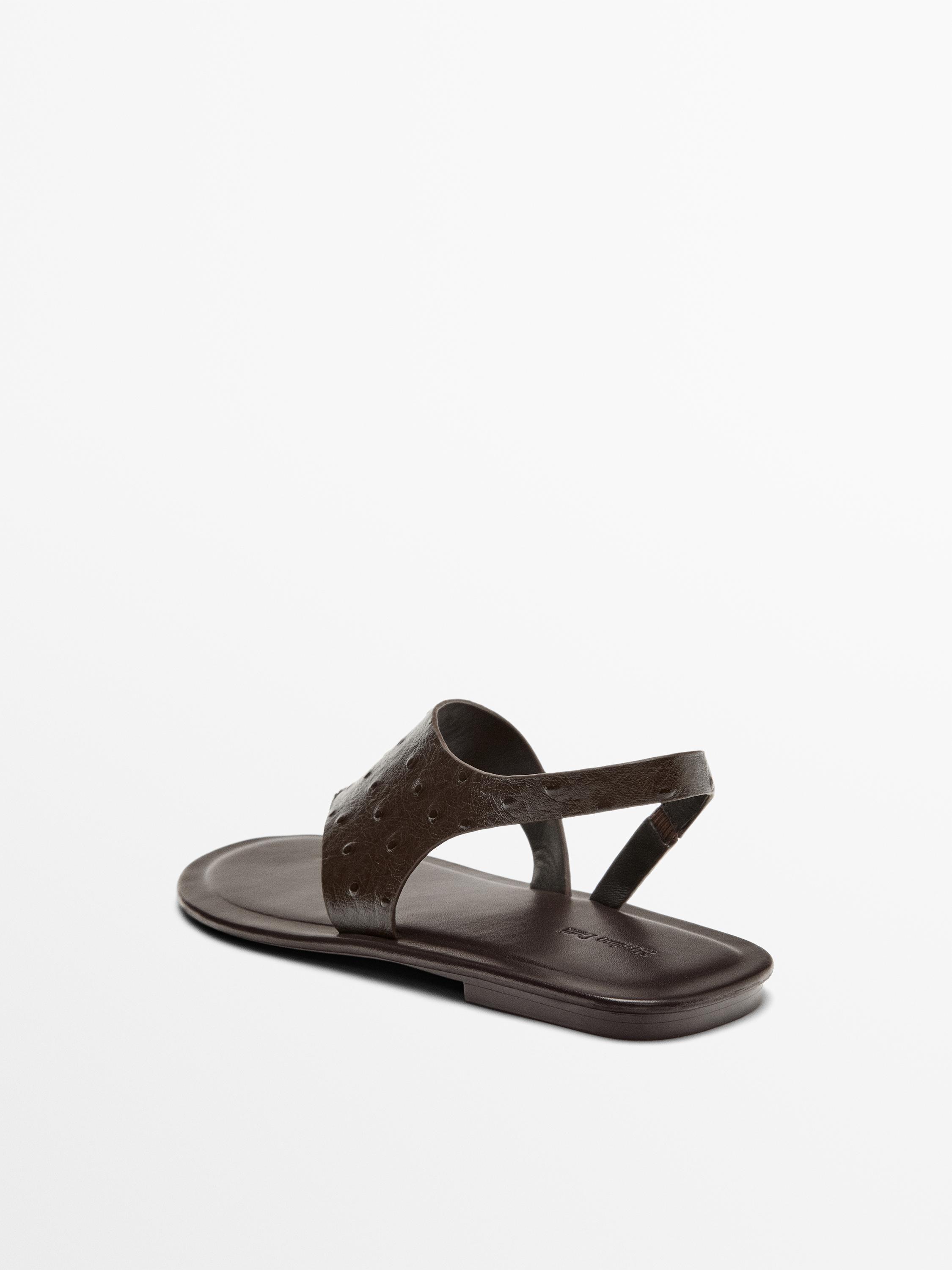 Embossed animal print sandals — BROWN