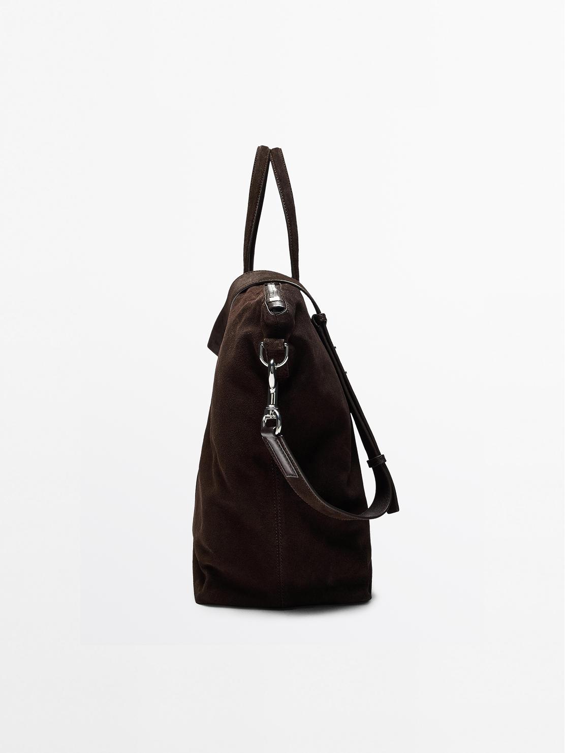 Split suede leather travel bag