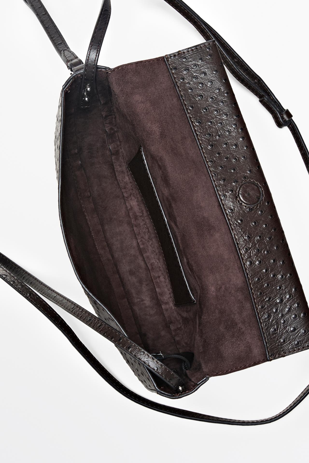 Textured nappa leather crescent handbag — BROWN
