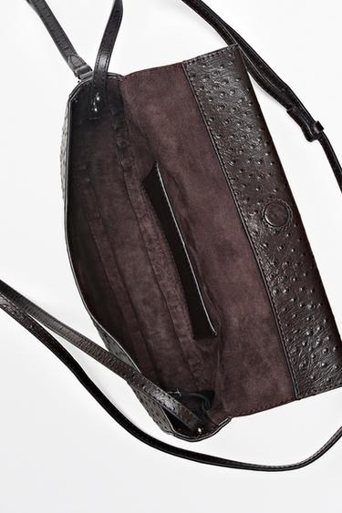 Textured nappa leather crescent handbag — BROWN 4