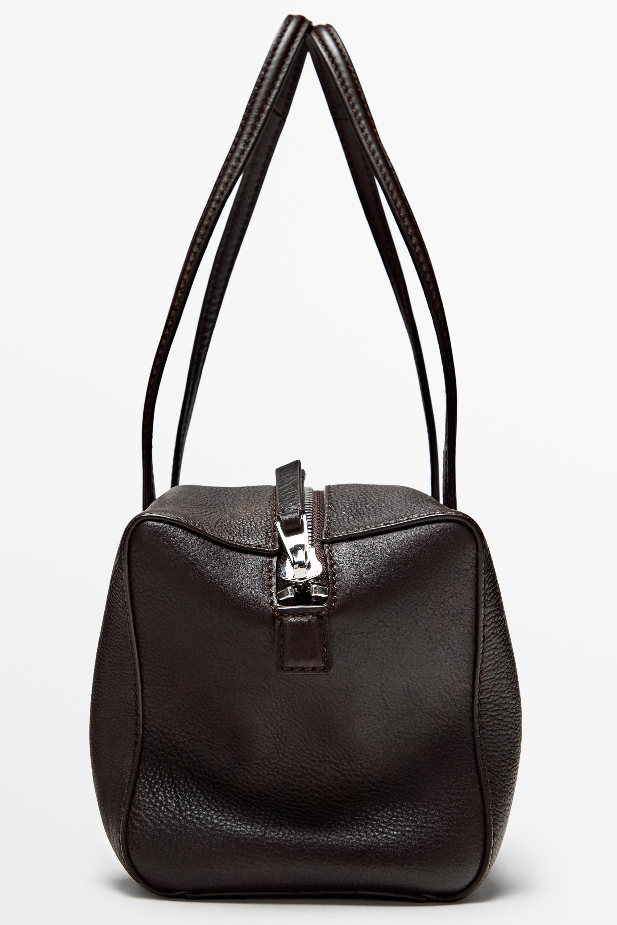 Nappa leather mini satchel — BROWN