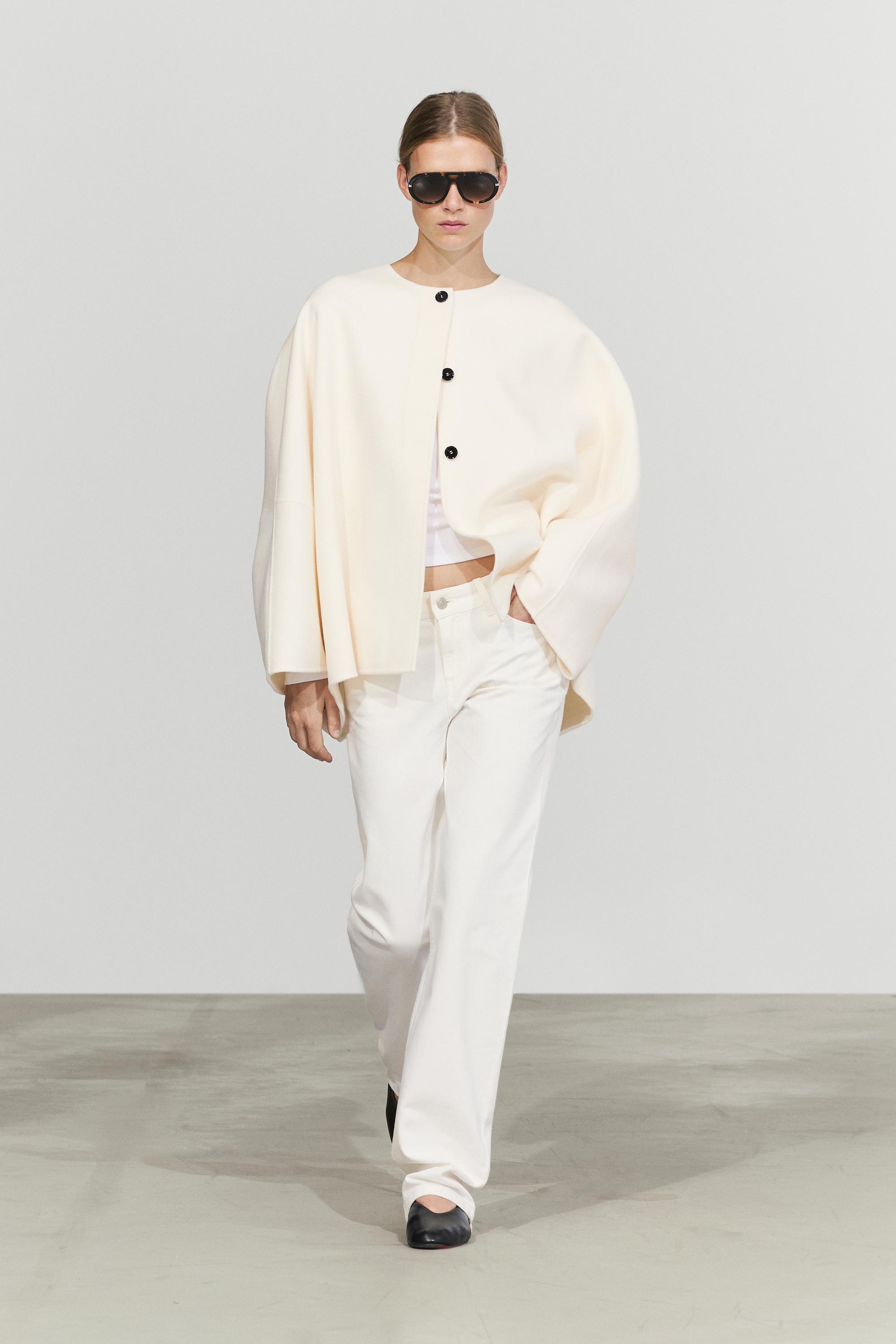 Wool blend voluminous cape coat
