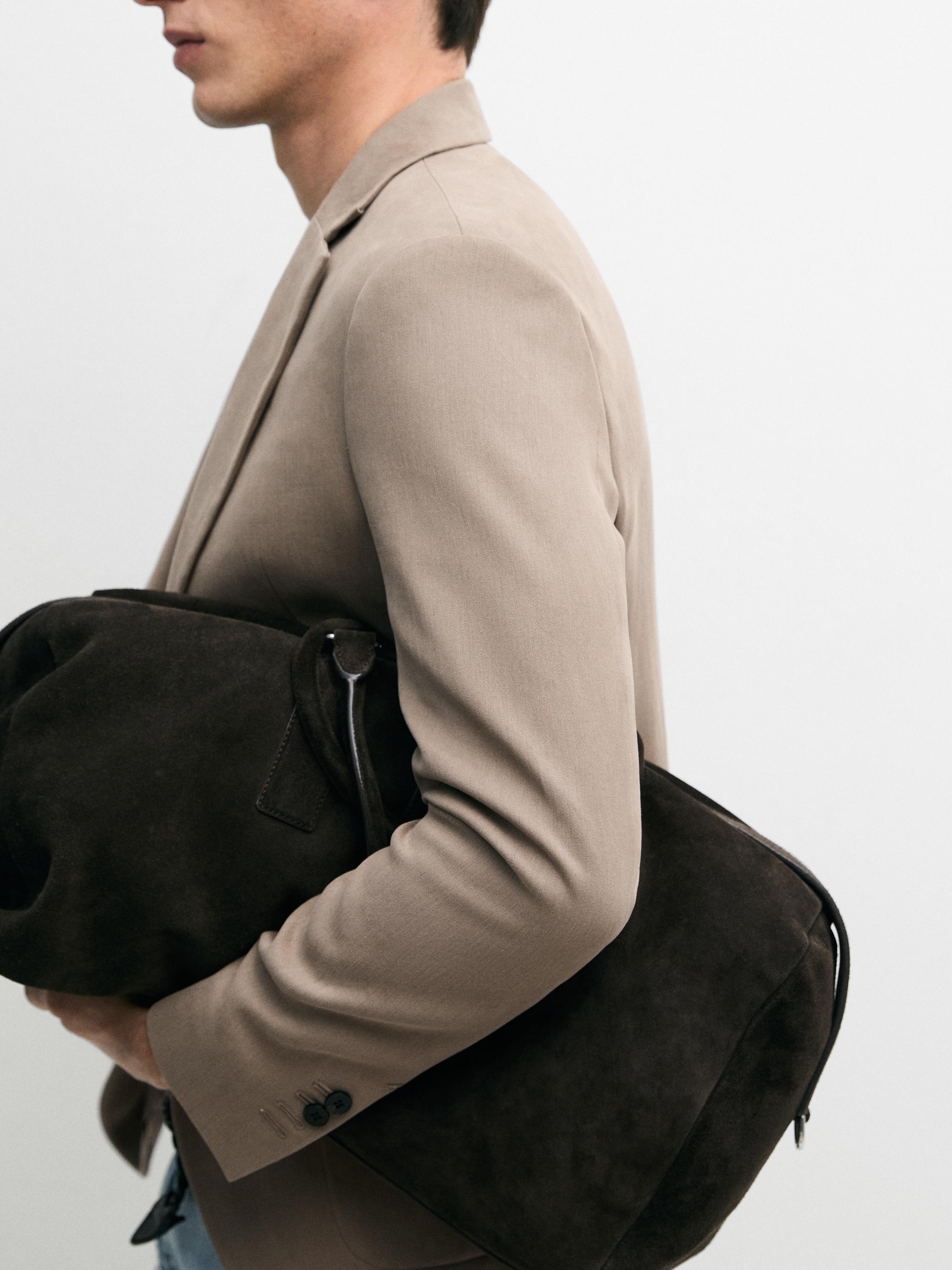 100% linen tailored blazer with pocket details — BEIGE
