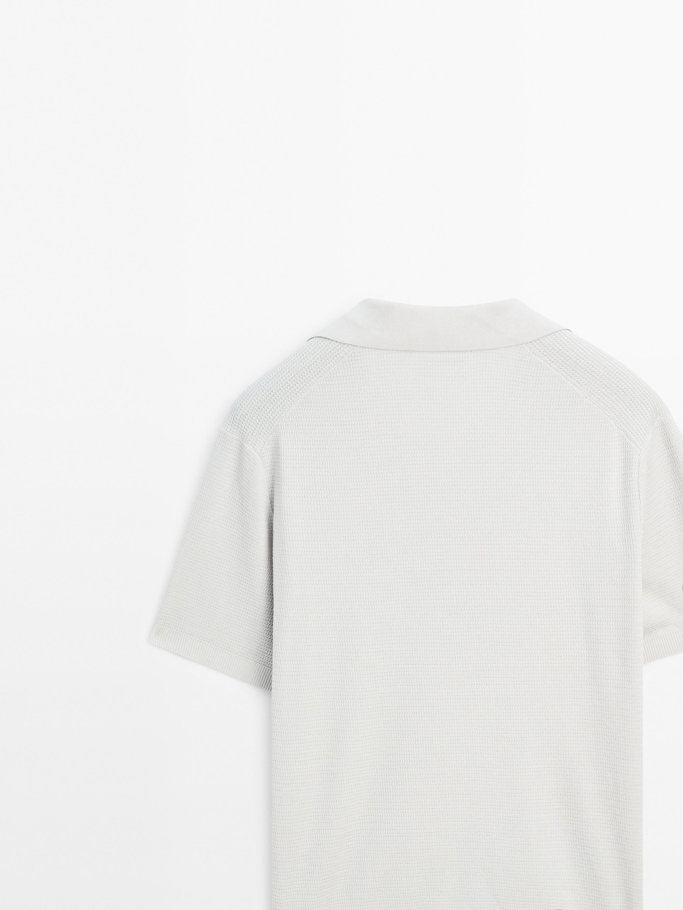 Knit V-neck polo shirt