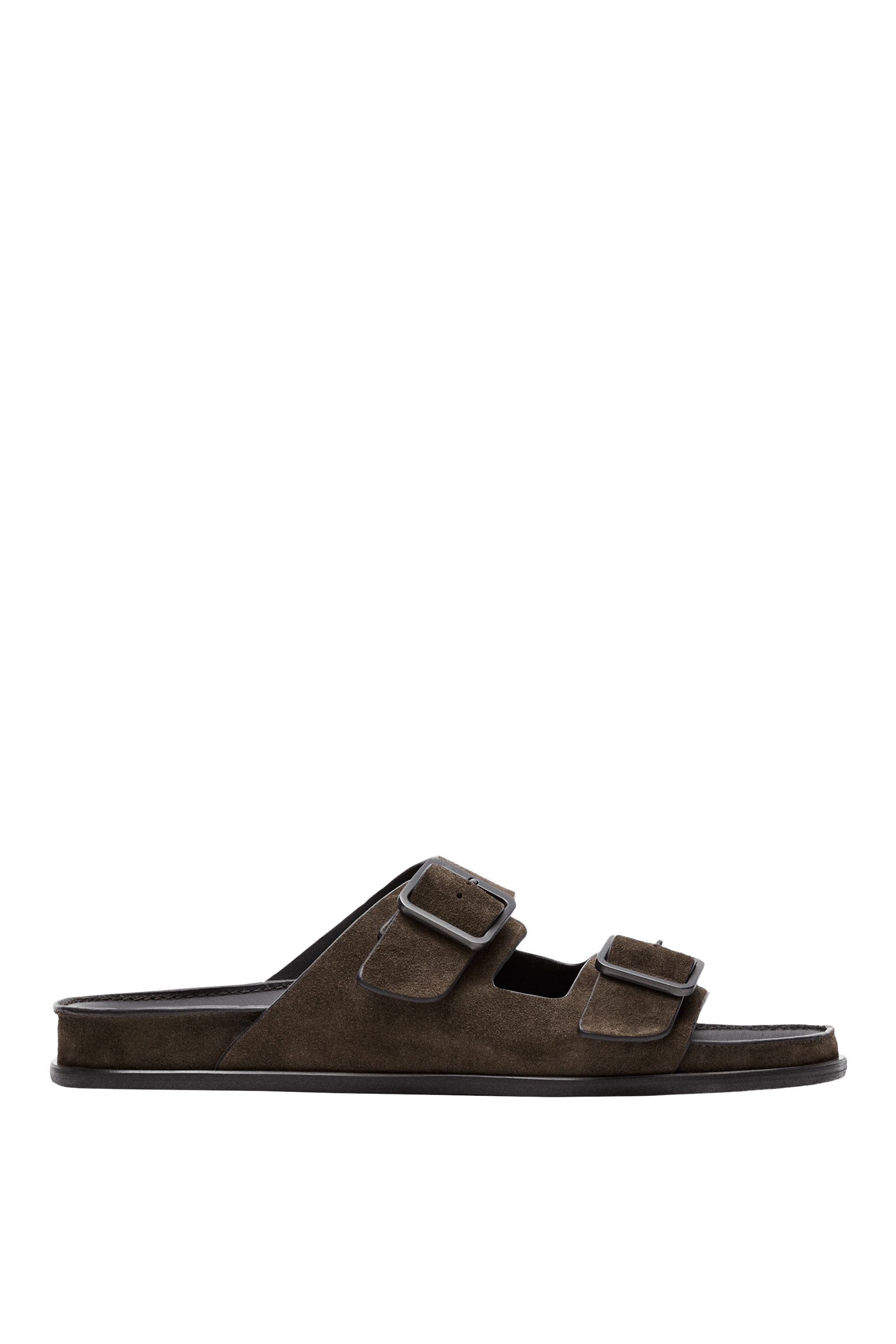 Massimo Dutti Süet tokalı deri sandalet görsel 7