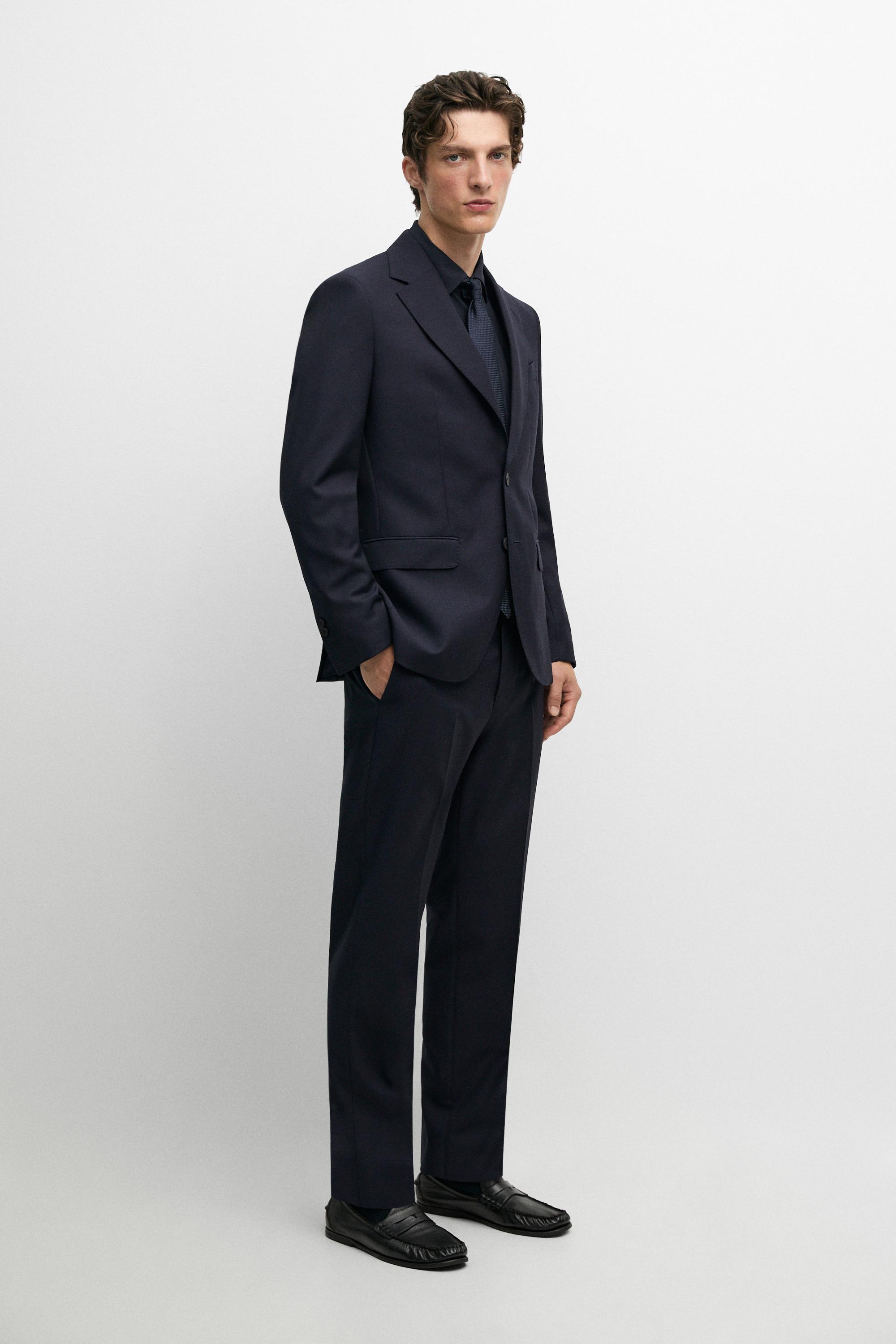 Textured suit blazer — NAVY BLUE