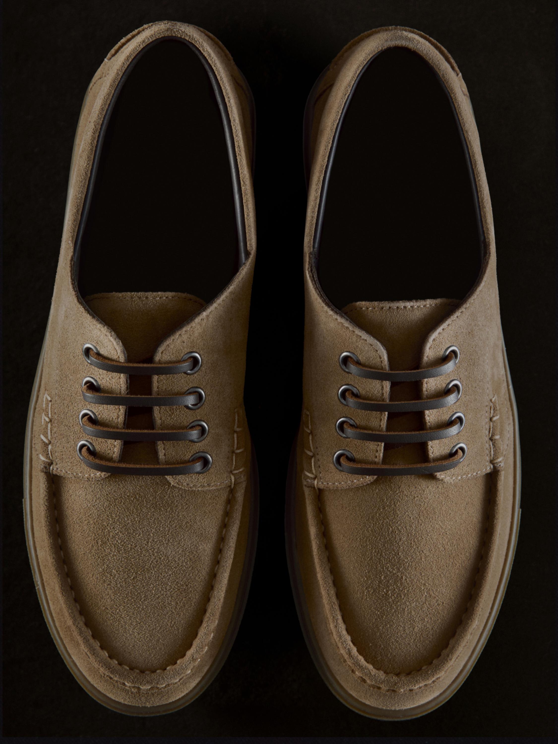 Split suede deck shoes