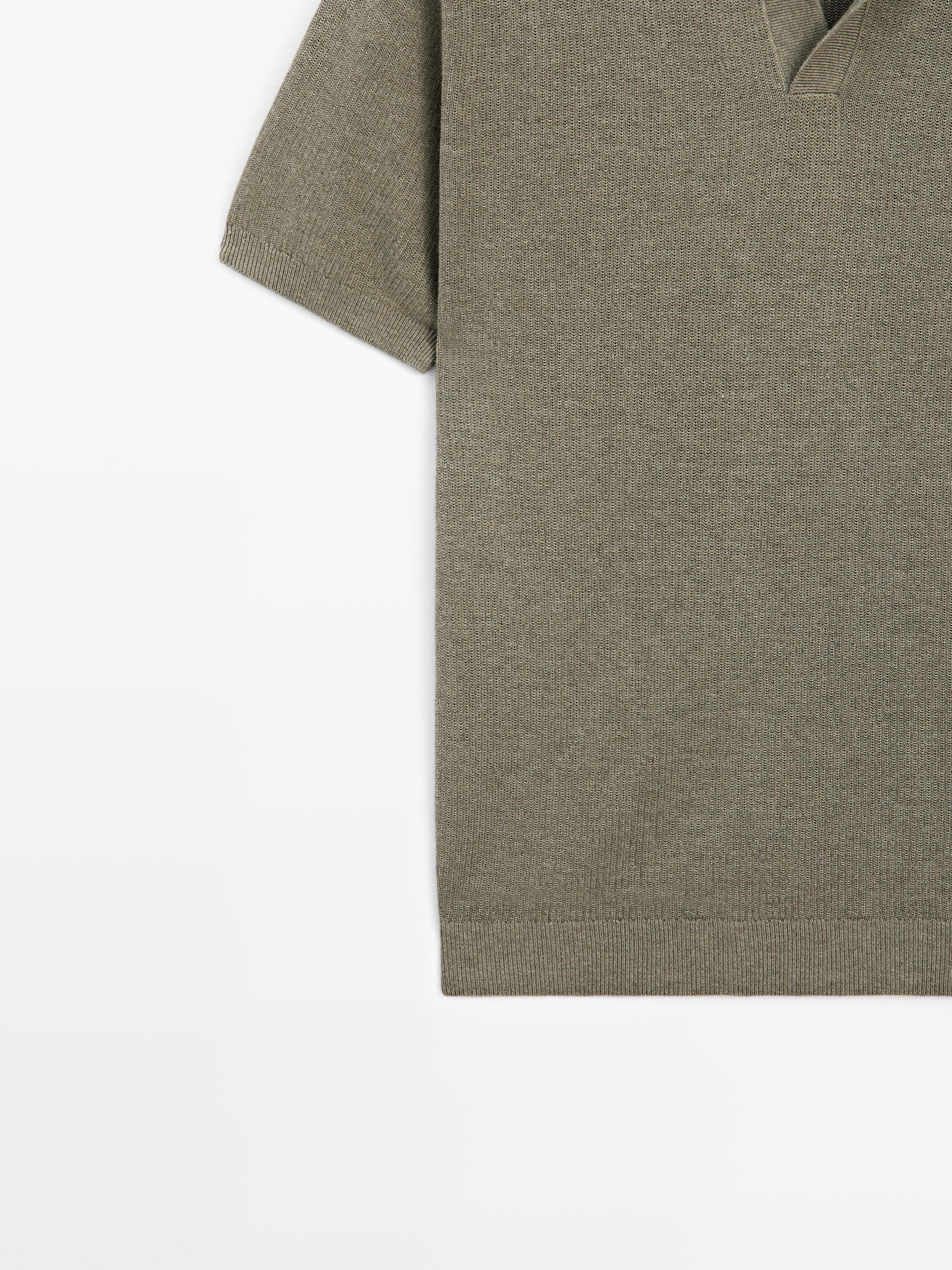 100% cotton knit polo sweater — GREEN