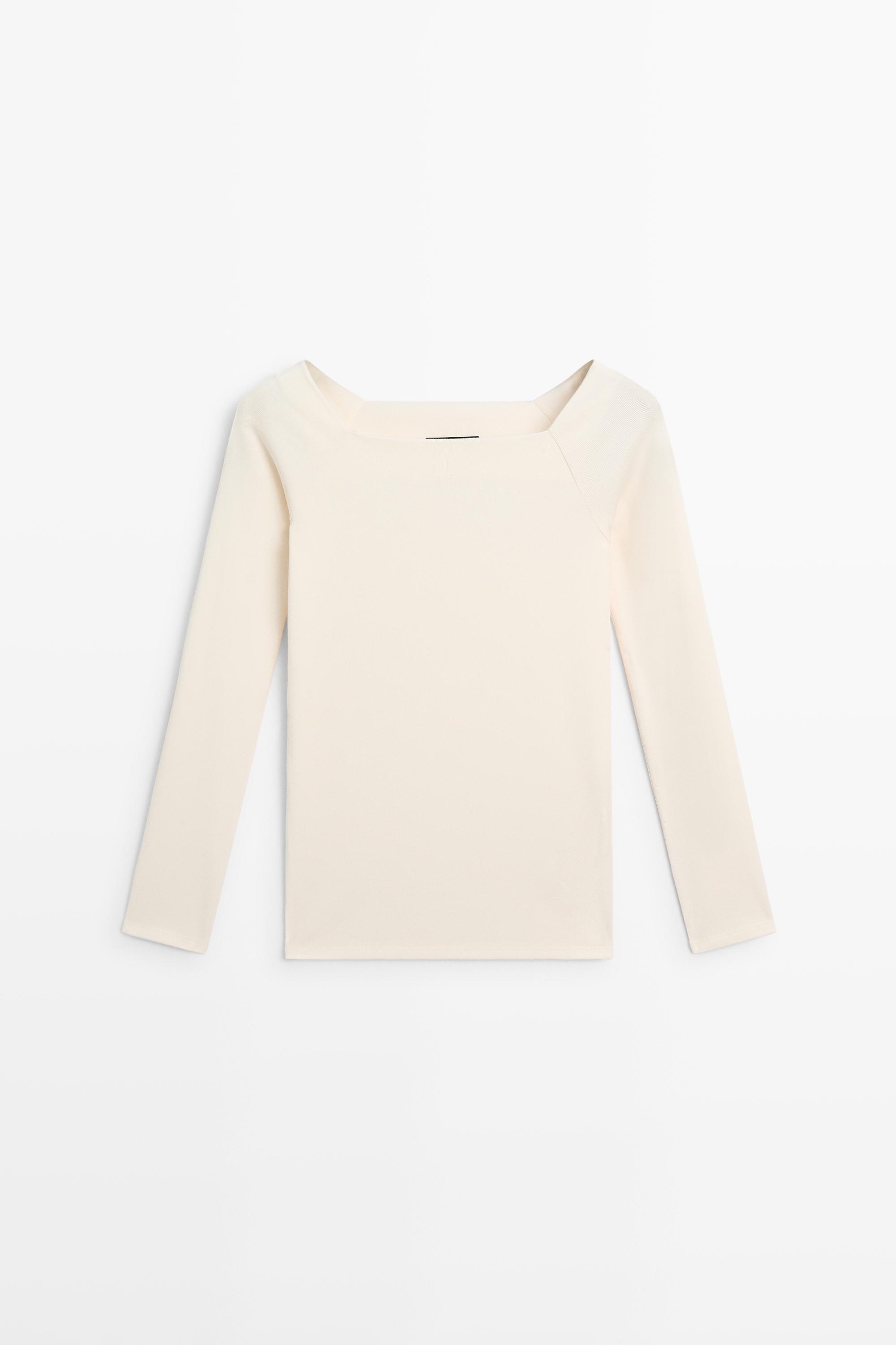 Stretch long sleeve top — CREAM