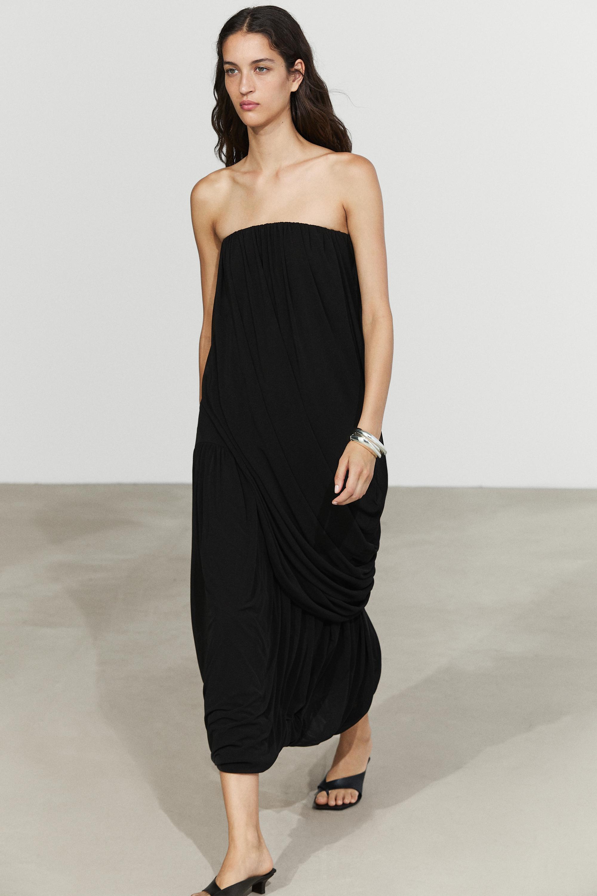 Strapless flowing top — BLACK