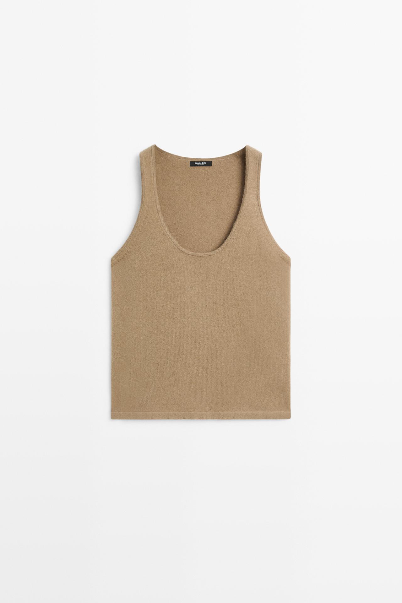 Wool blend knit round neck top — GREENISH