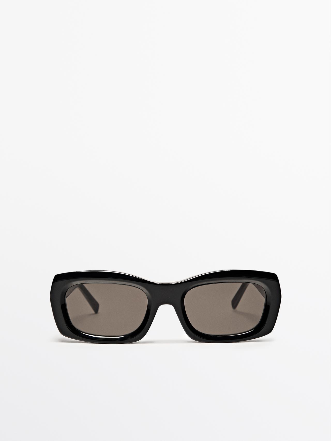Prostokątne Okulary Przeciwsłoneczne - Czarny - 01 - Massimo Dutti - Kobieta