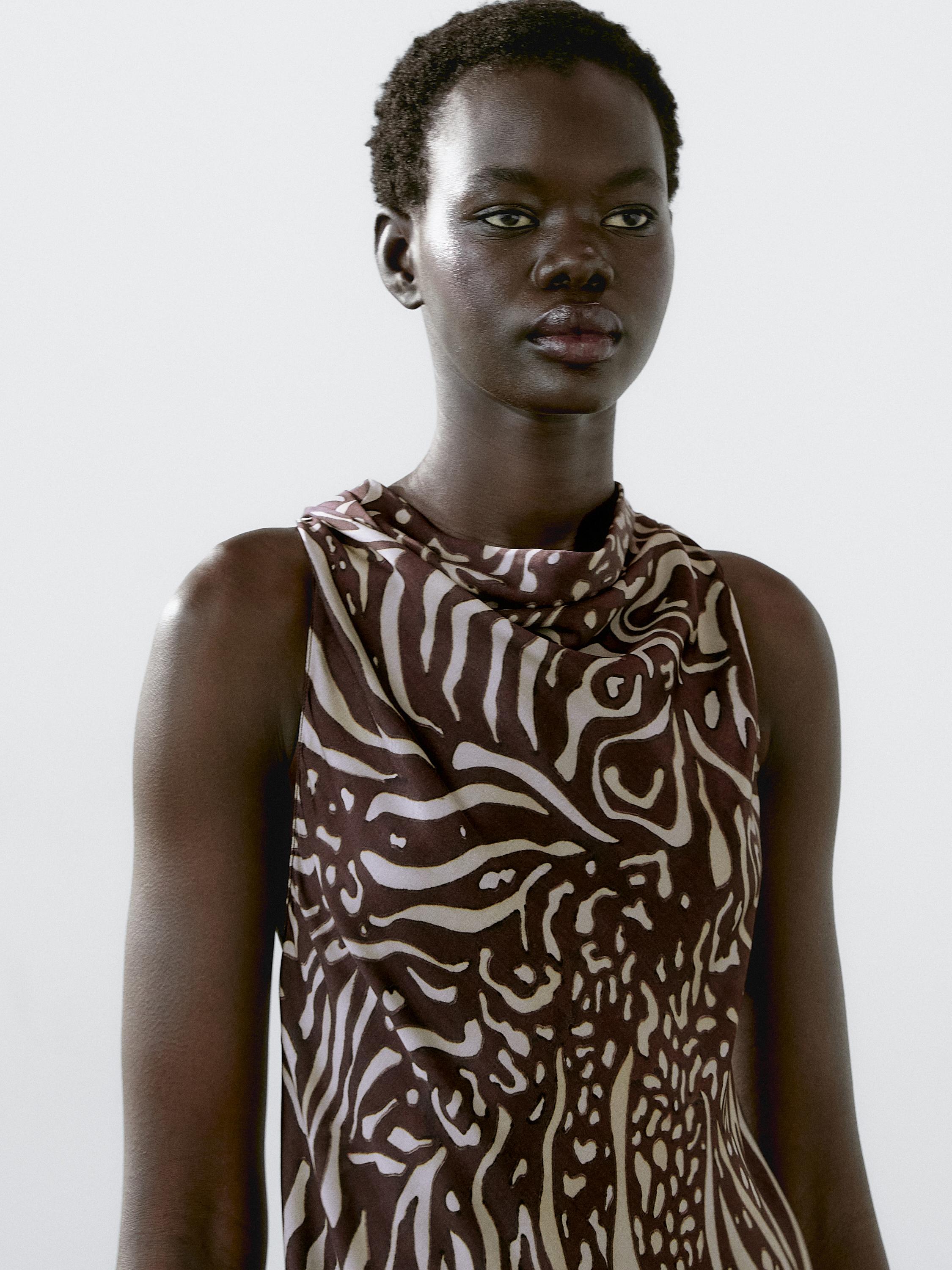 Flowing printed midi dress