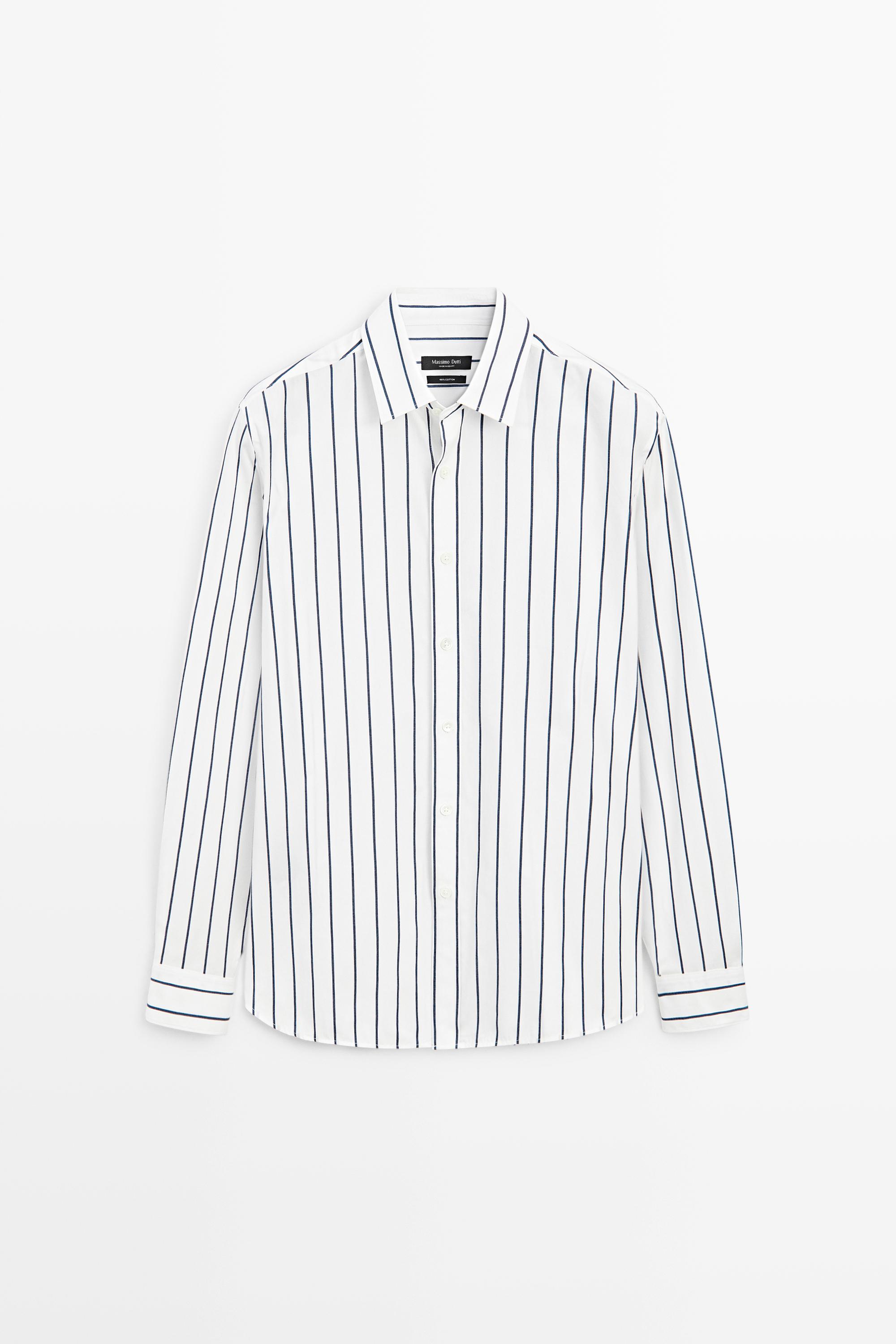 100% cotton relaxed fit striped shirt