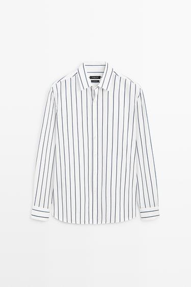 100% cotton relaxed fit striped shirt — WHITE 2