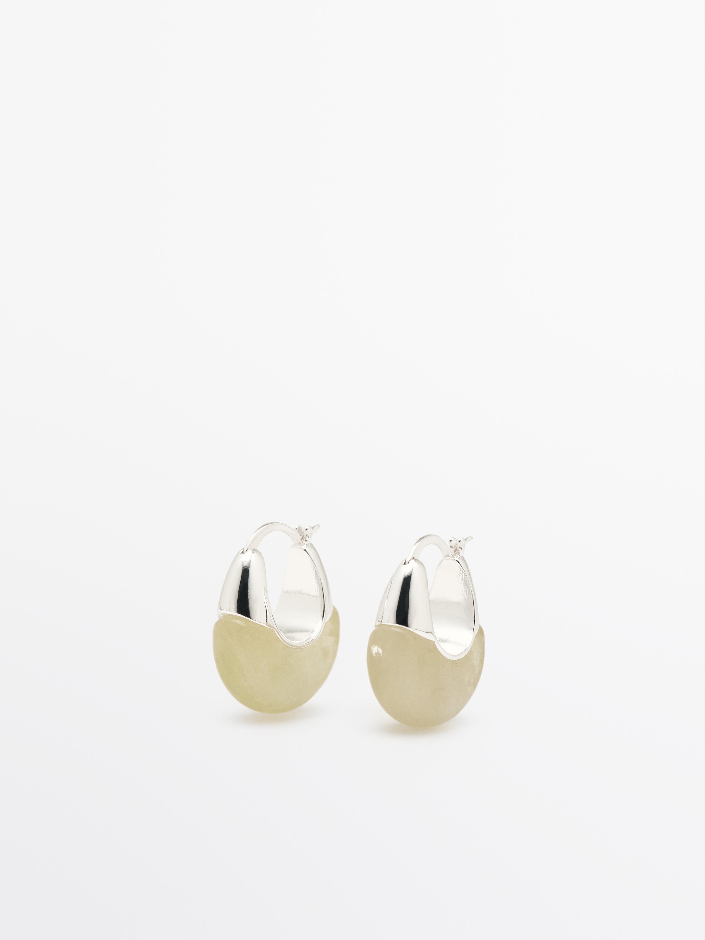 Brincos de argola com pedra