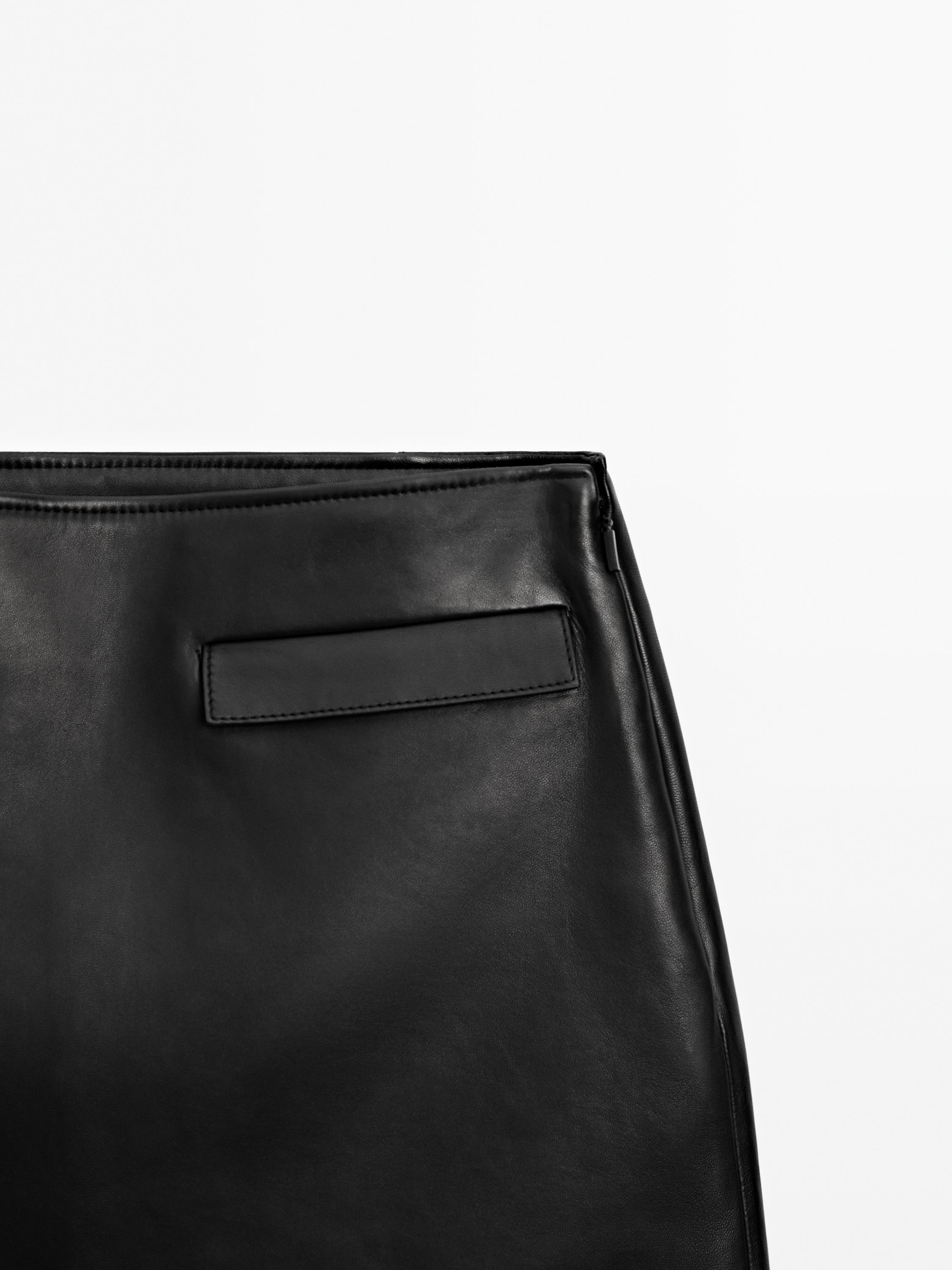 Leather mini skirt with pocket detail