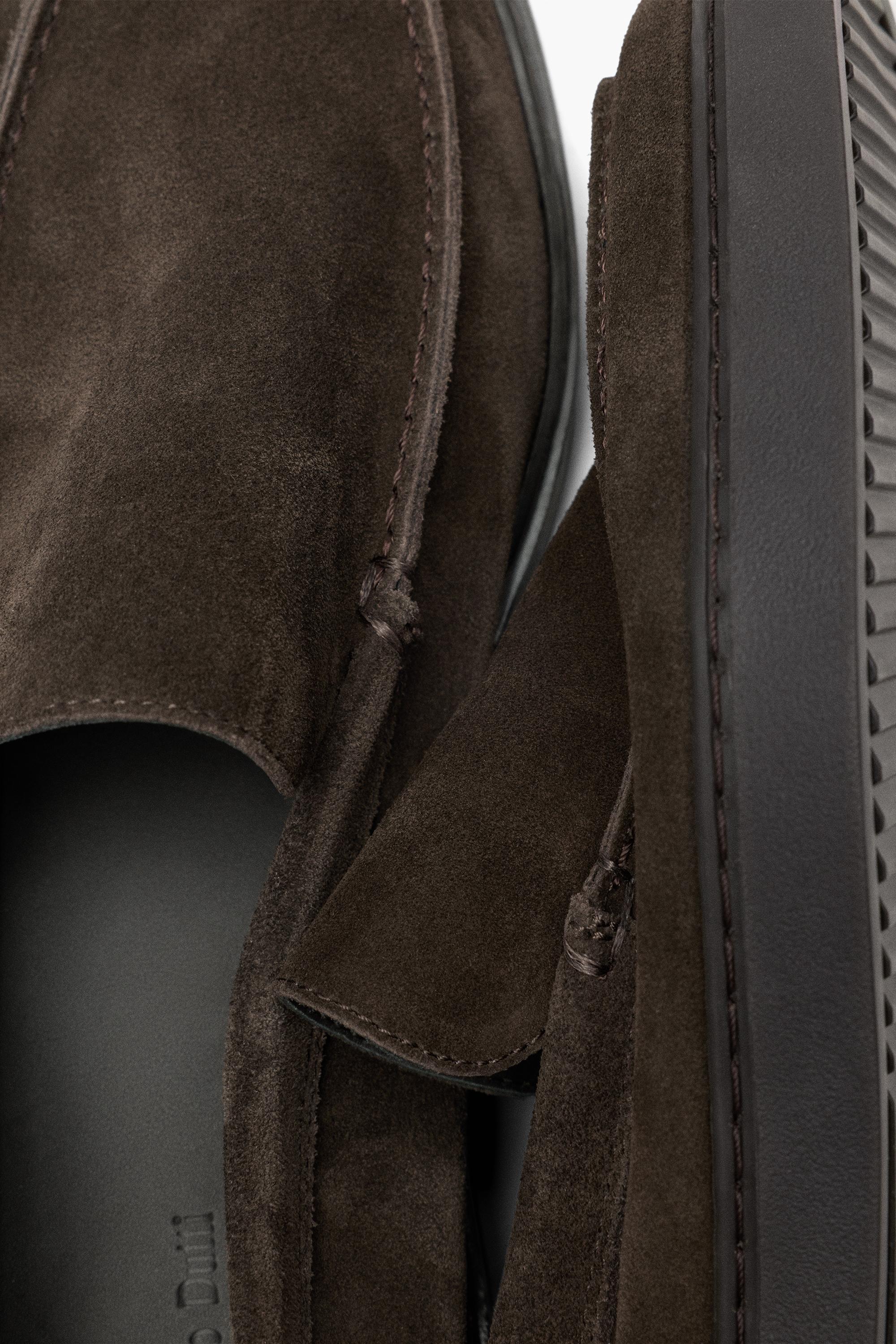Split suede leather loafer — BROWN