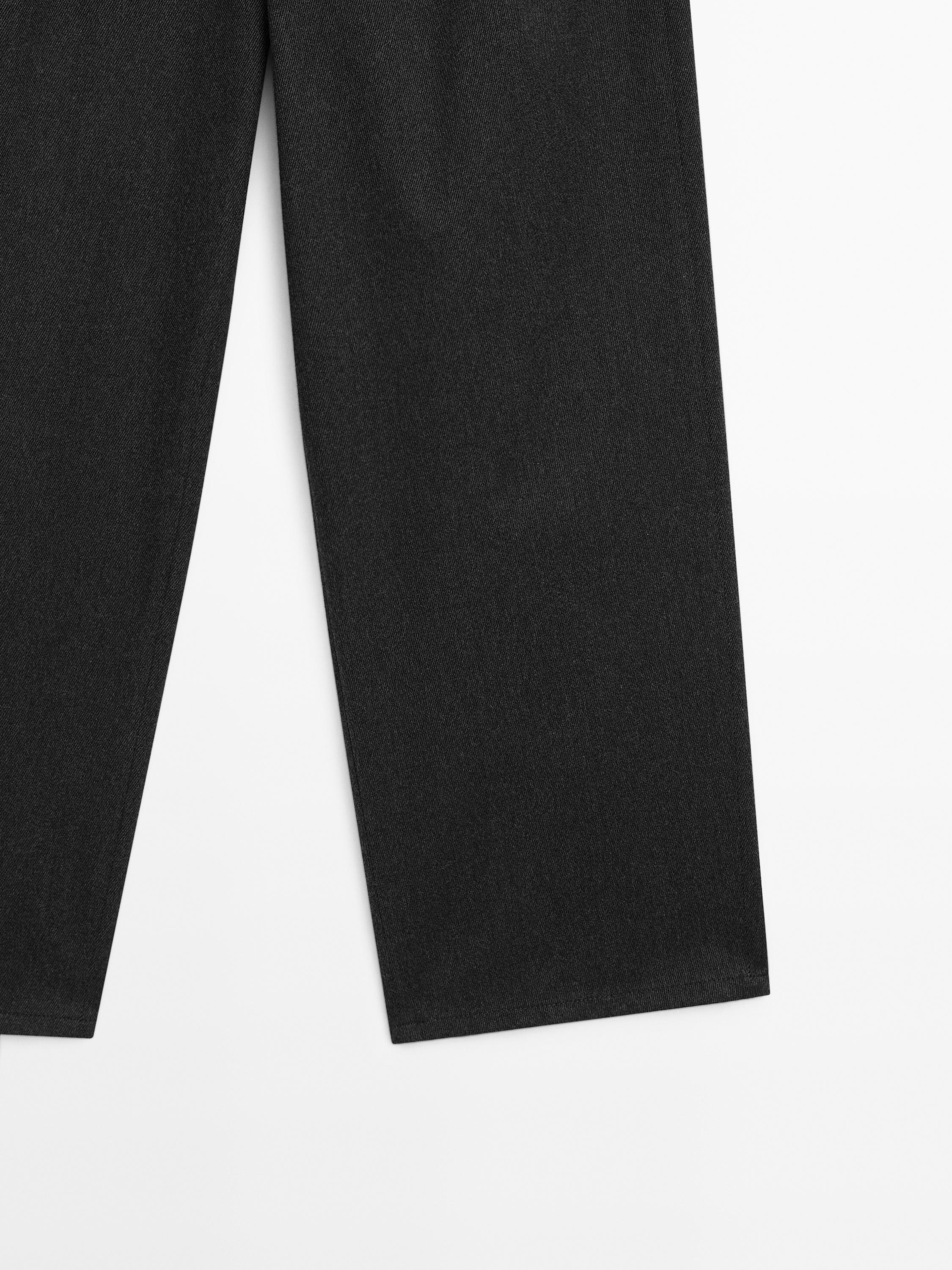 Flowing pleated cotton blend trousers