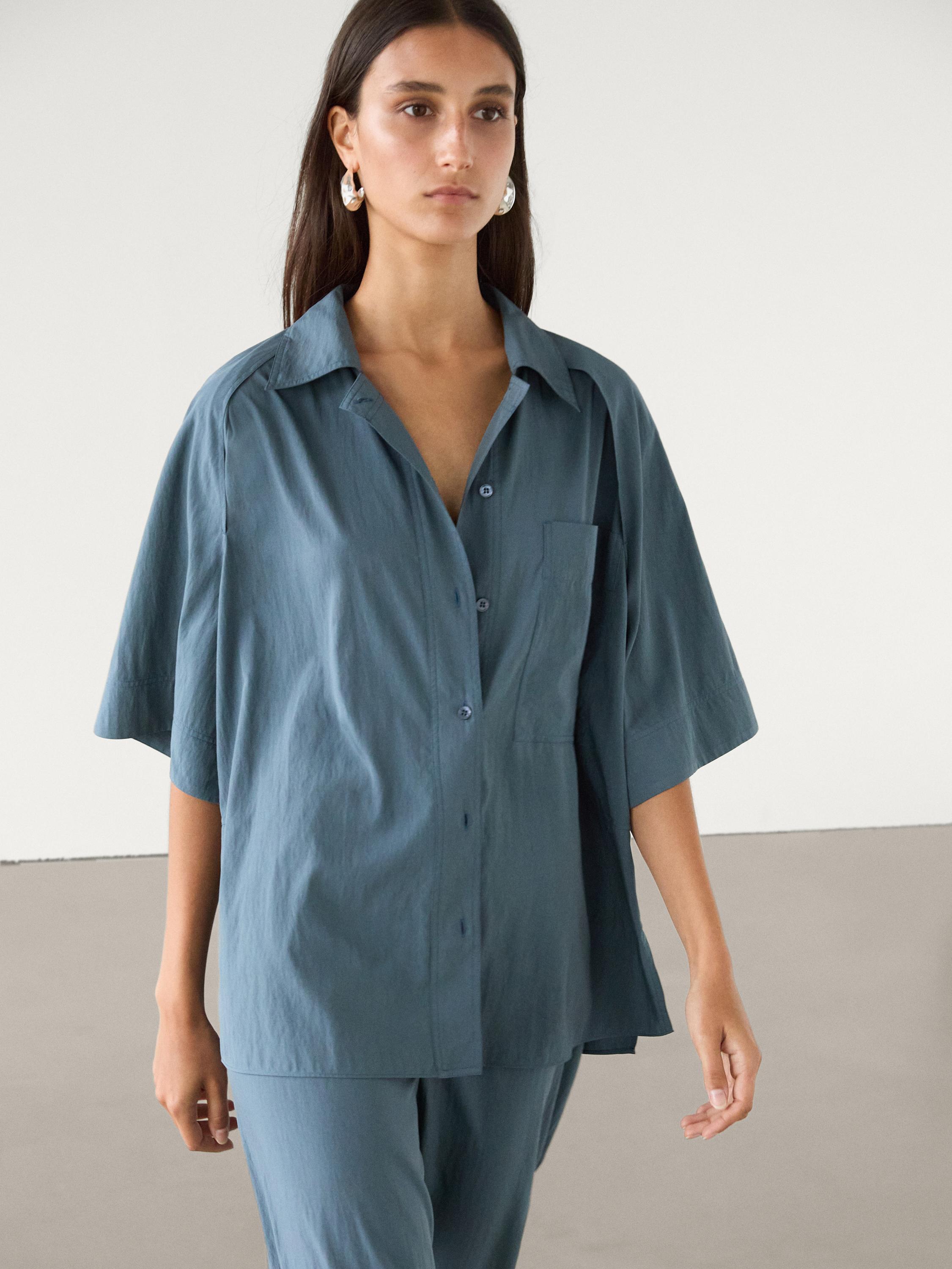 Poplin shirt with sleeve detail co-ord