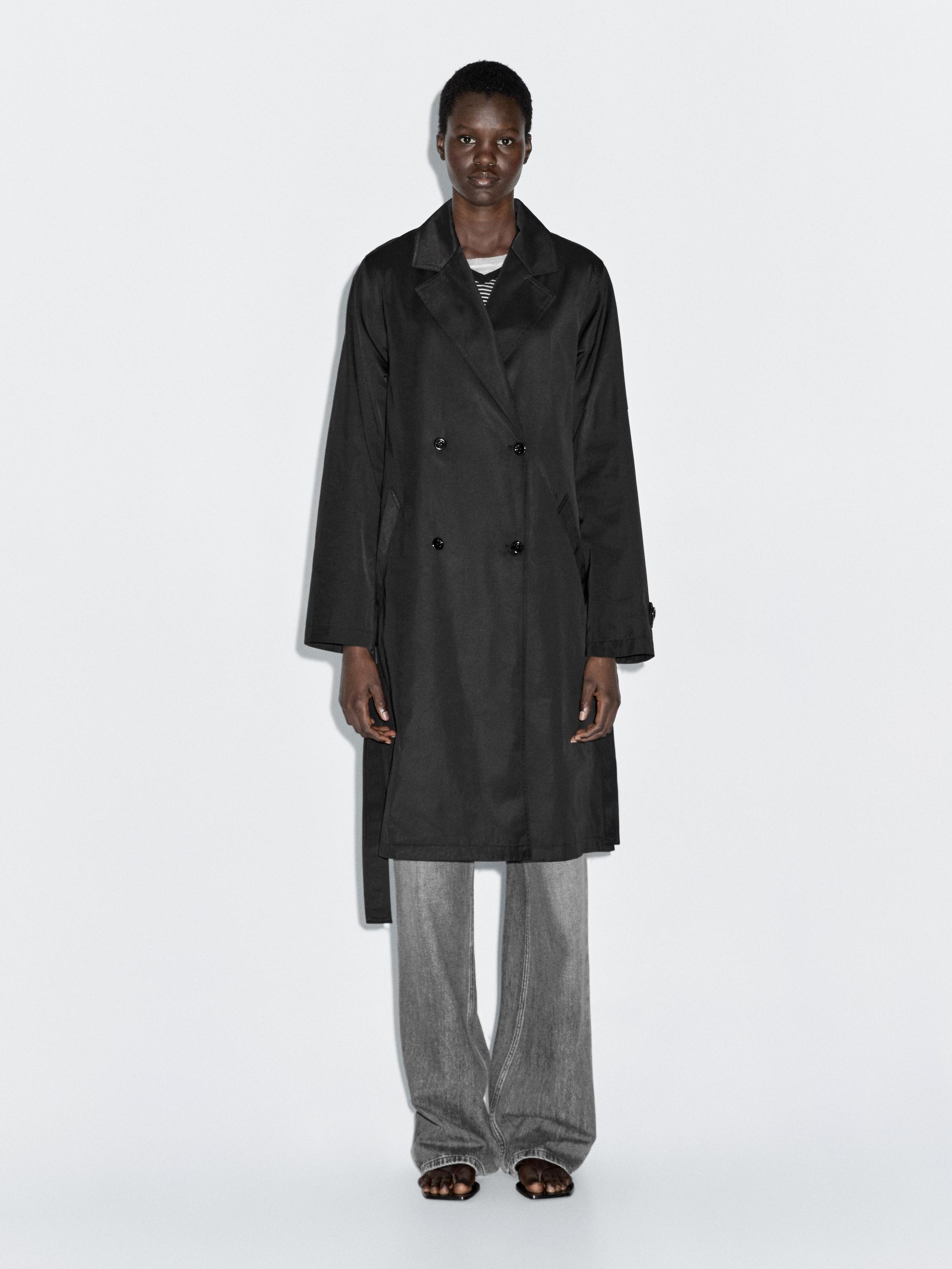 Long trench coat with inner waistcoat
