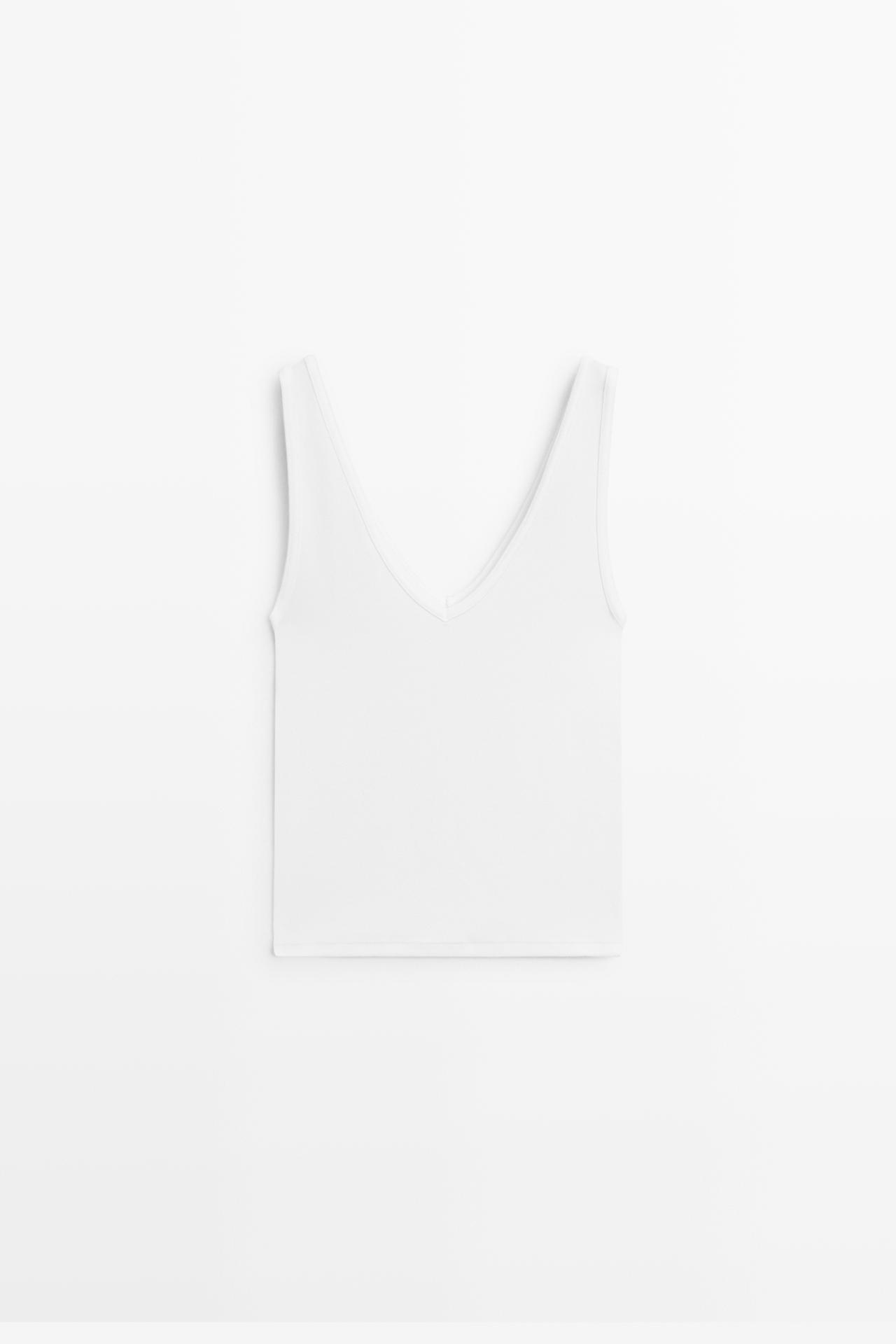 Cotton blend strappy top — WHITE