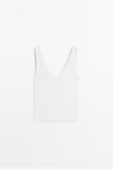 Cotton blend strappy top — WHITE 2