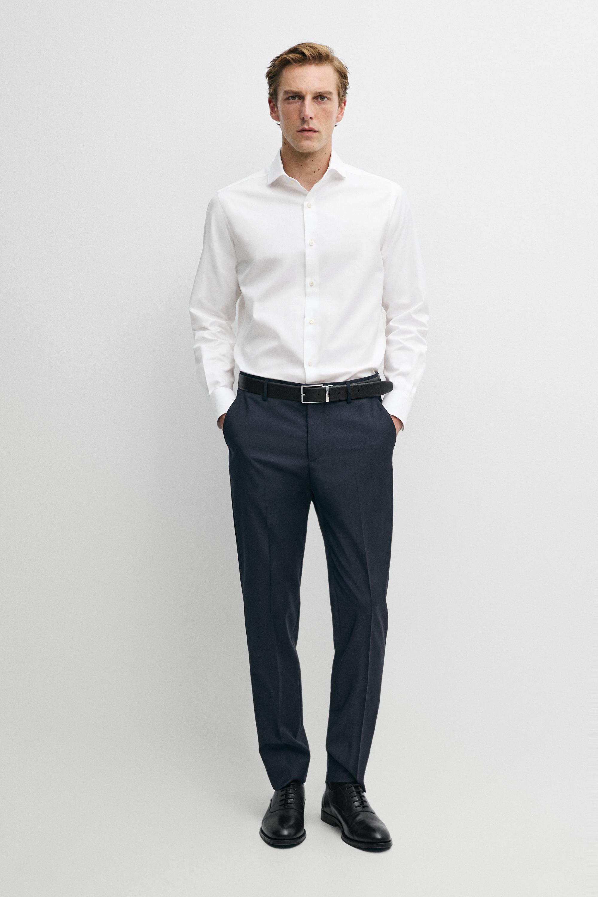 Slim fit 100% cotton shirt — WHITE
