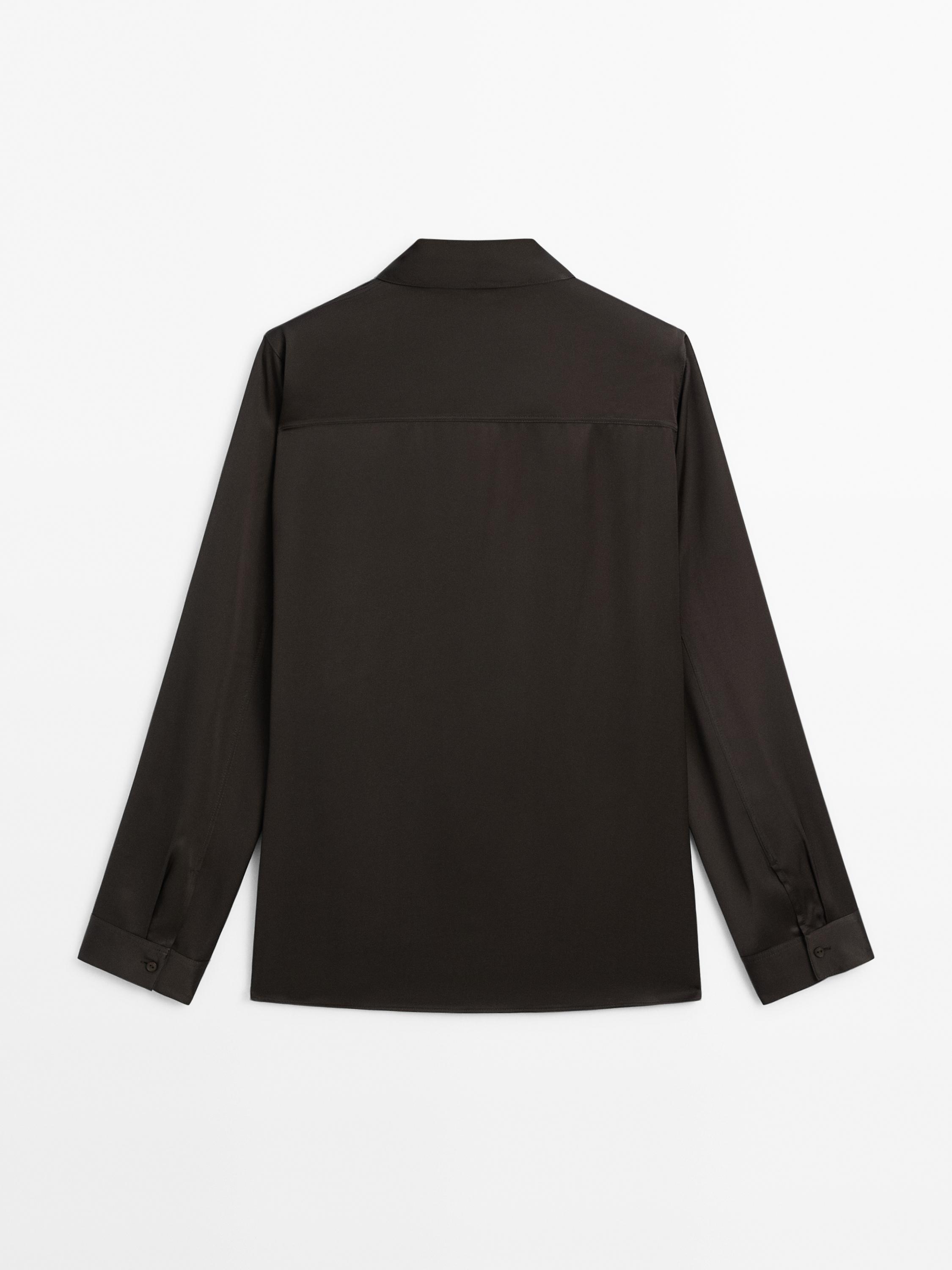 Long sleeve satin shirt with vents