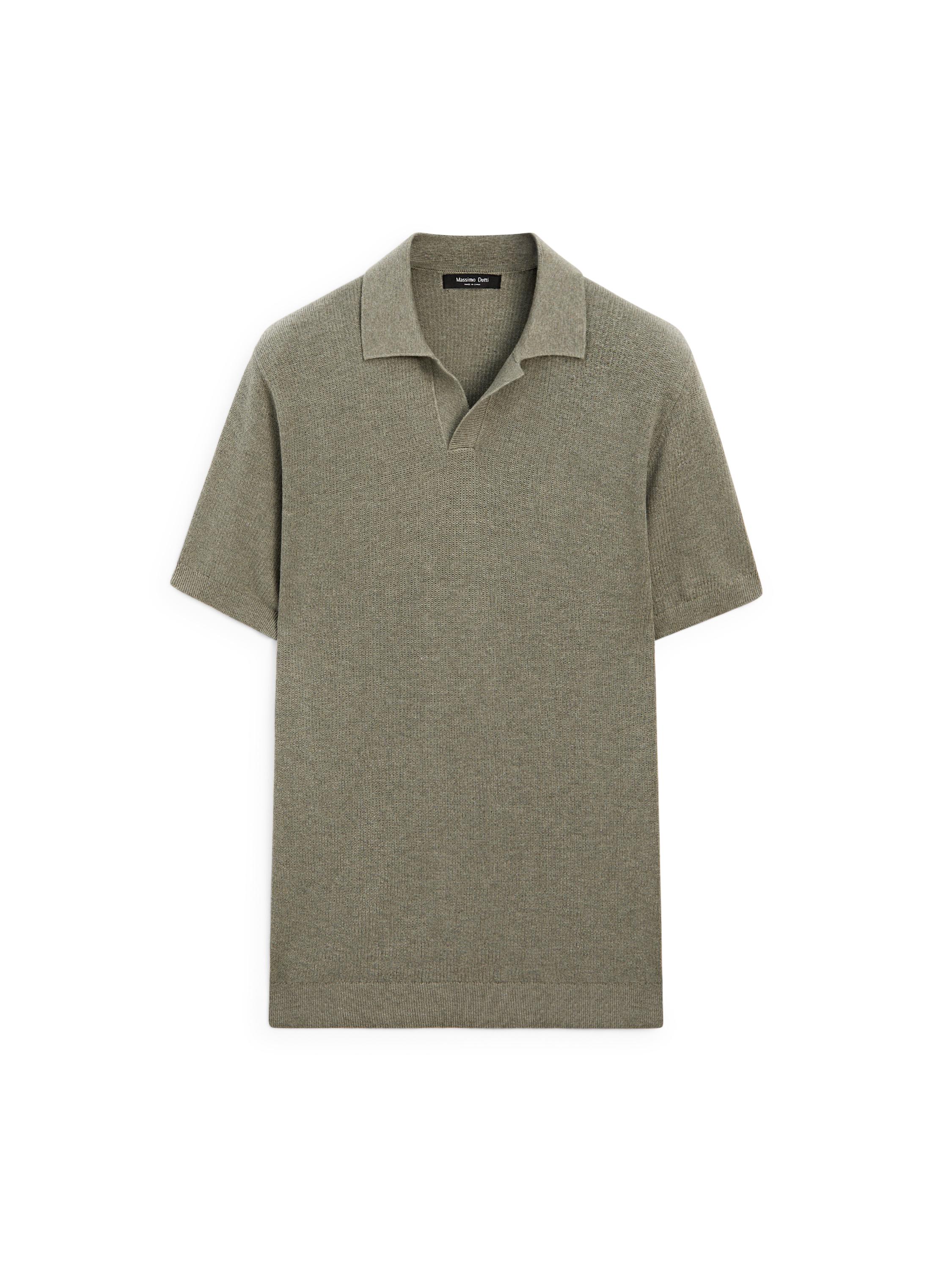 100% cotton knit polo sweater — GREEN