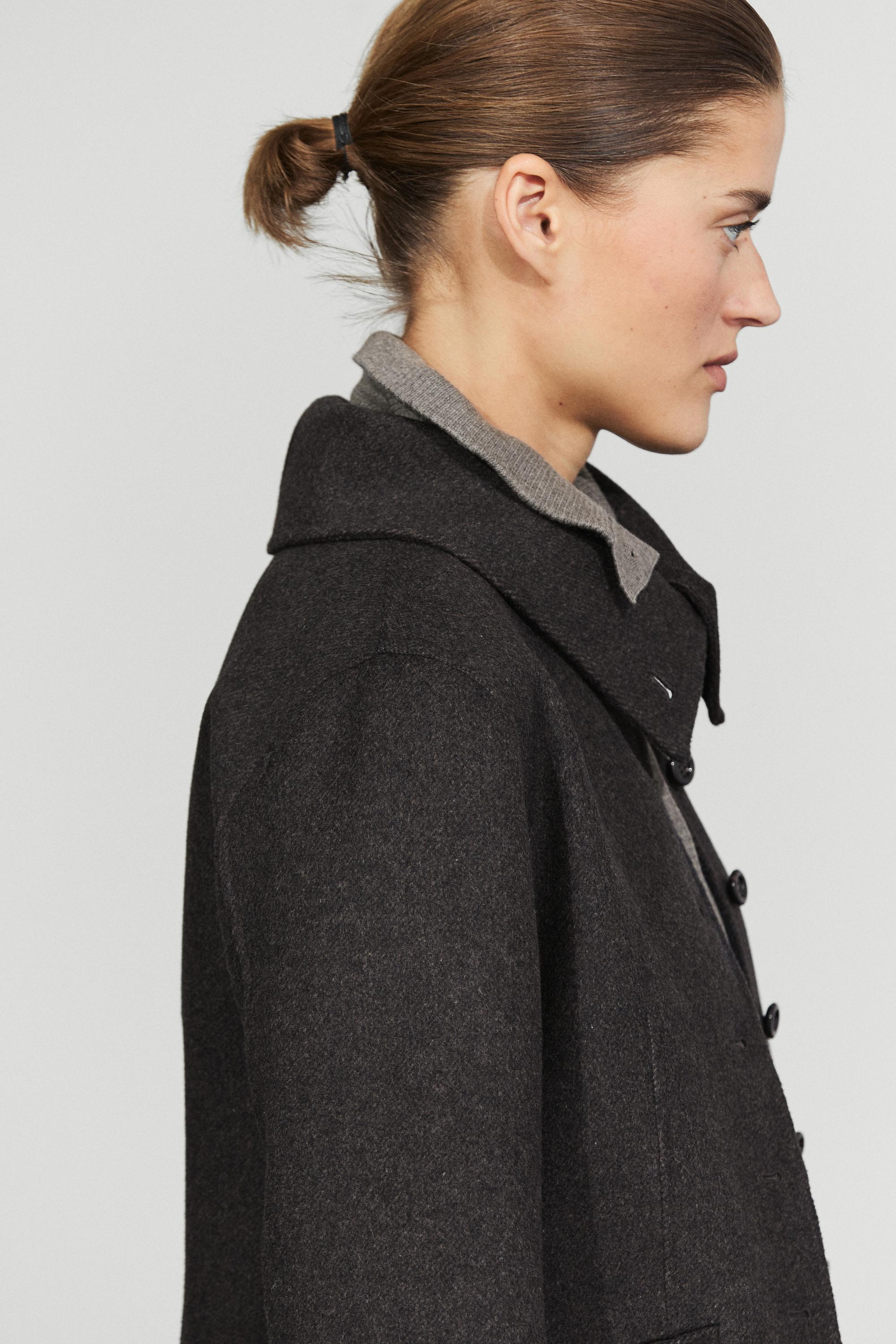 Stand-up collar short jacket — ANTHRACITE GREY