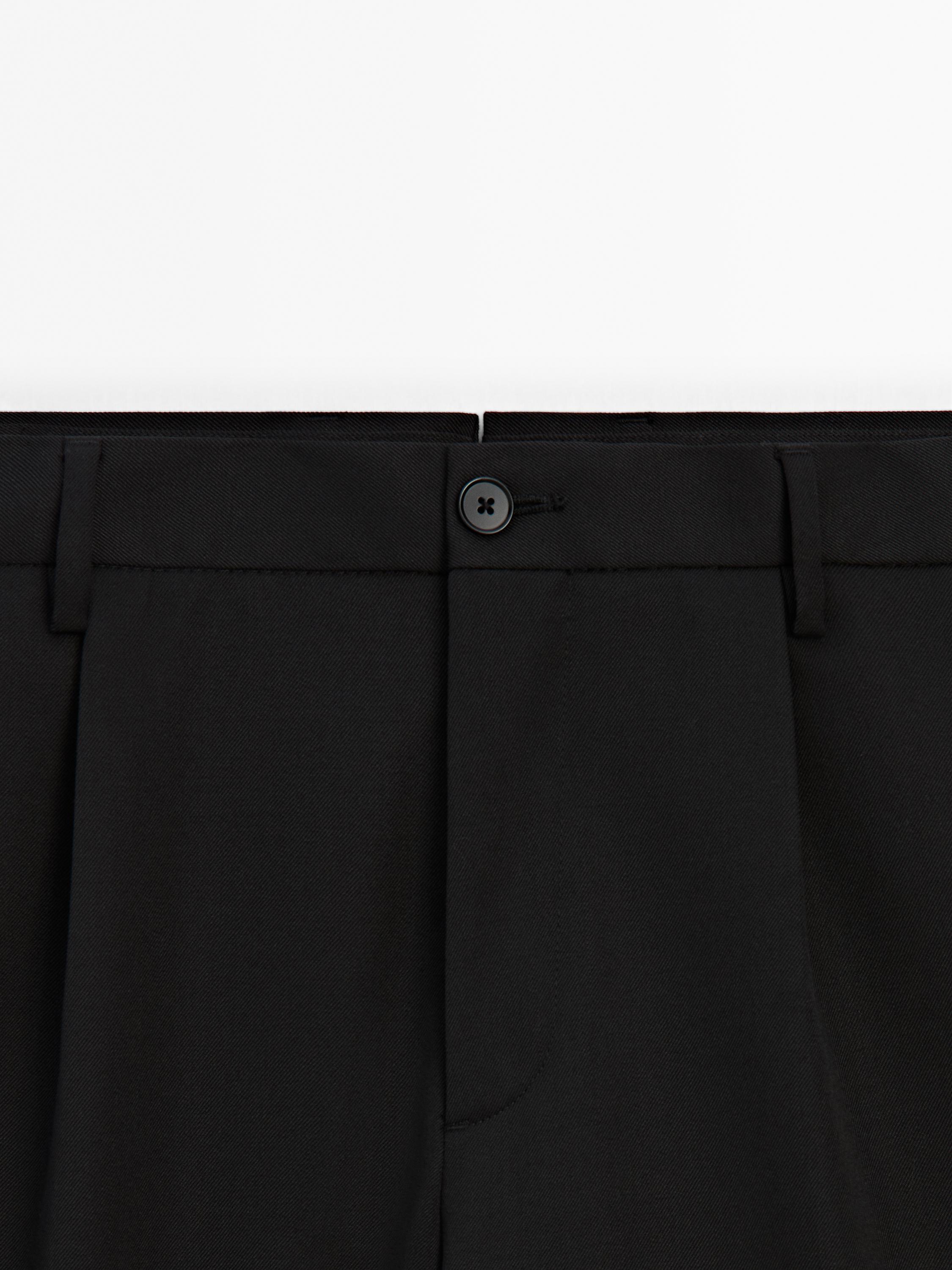 Regular fit 100% wool trousers