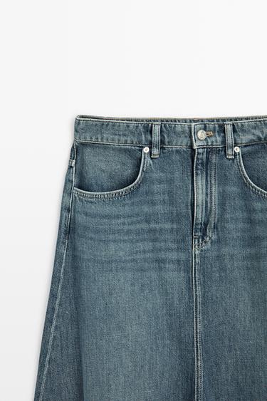 Flare fit denim midi skirt — MEDIUM BLUE 4
