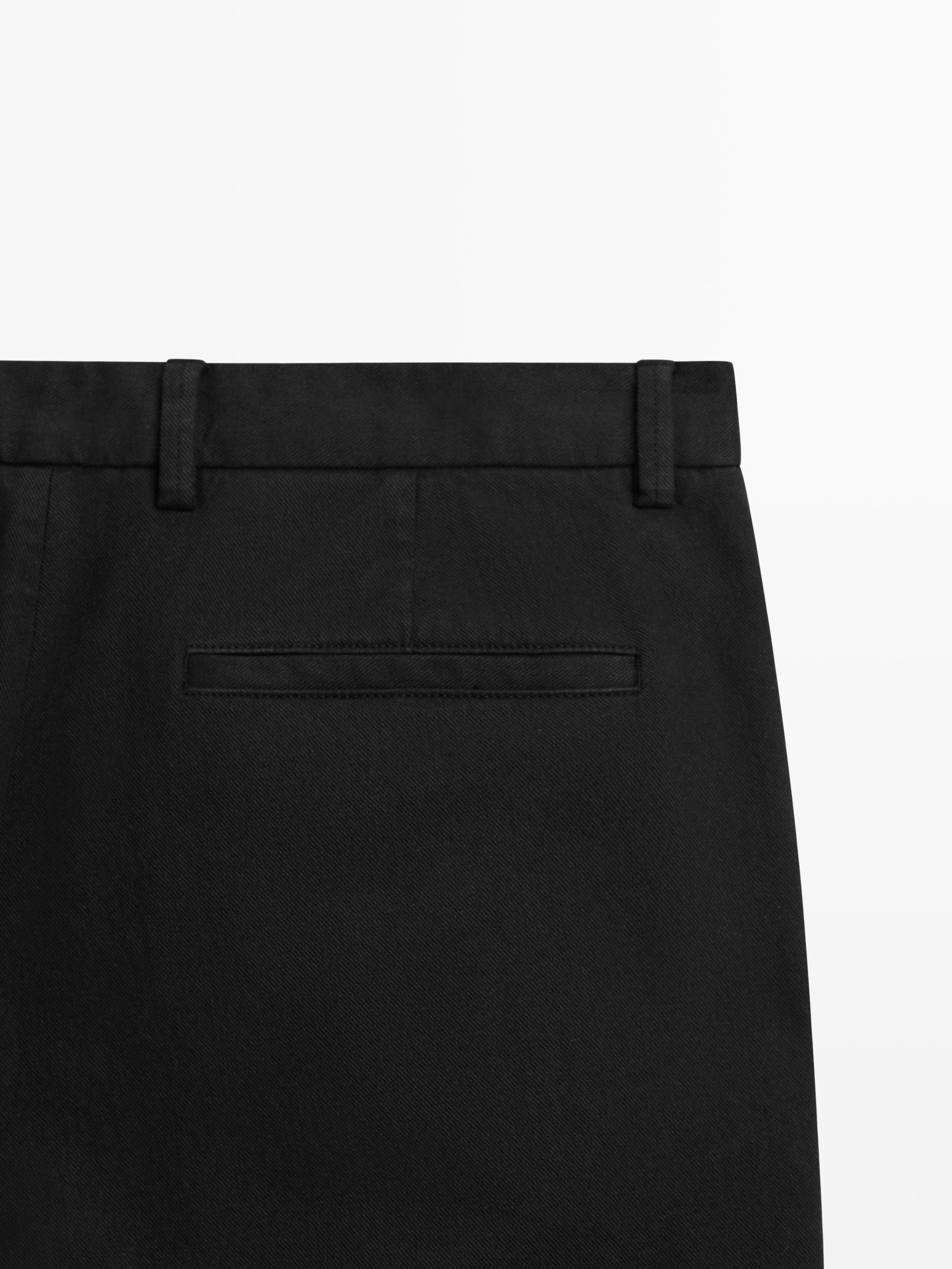 Cotton twill pants with elasticated waistband — BLACK