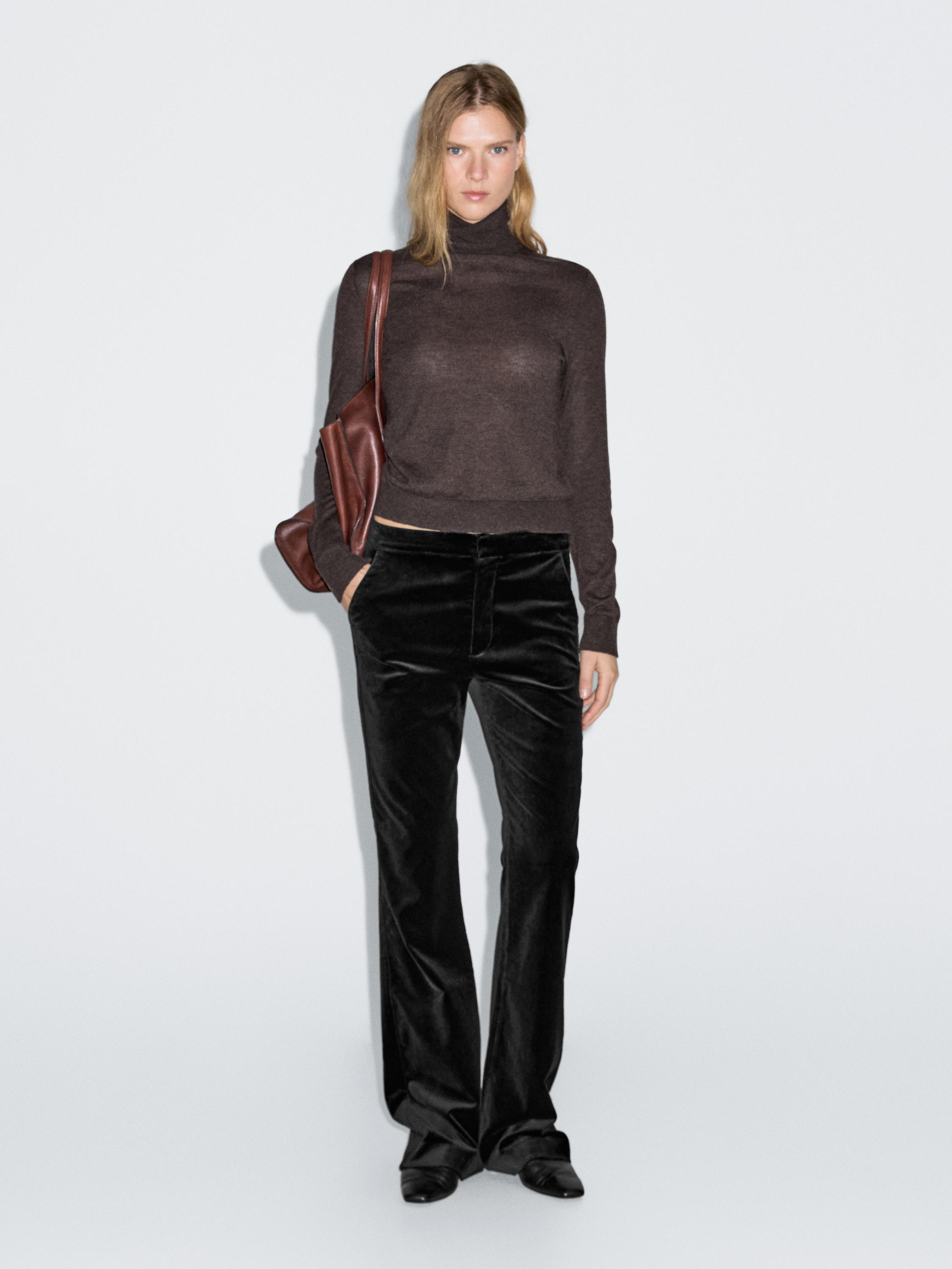 Skinny flare fit velvet trousers