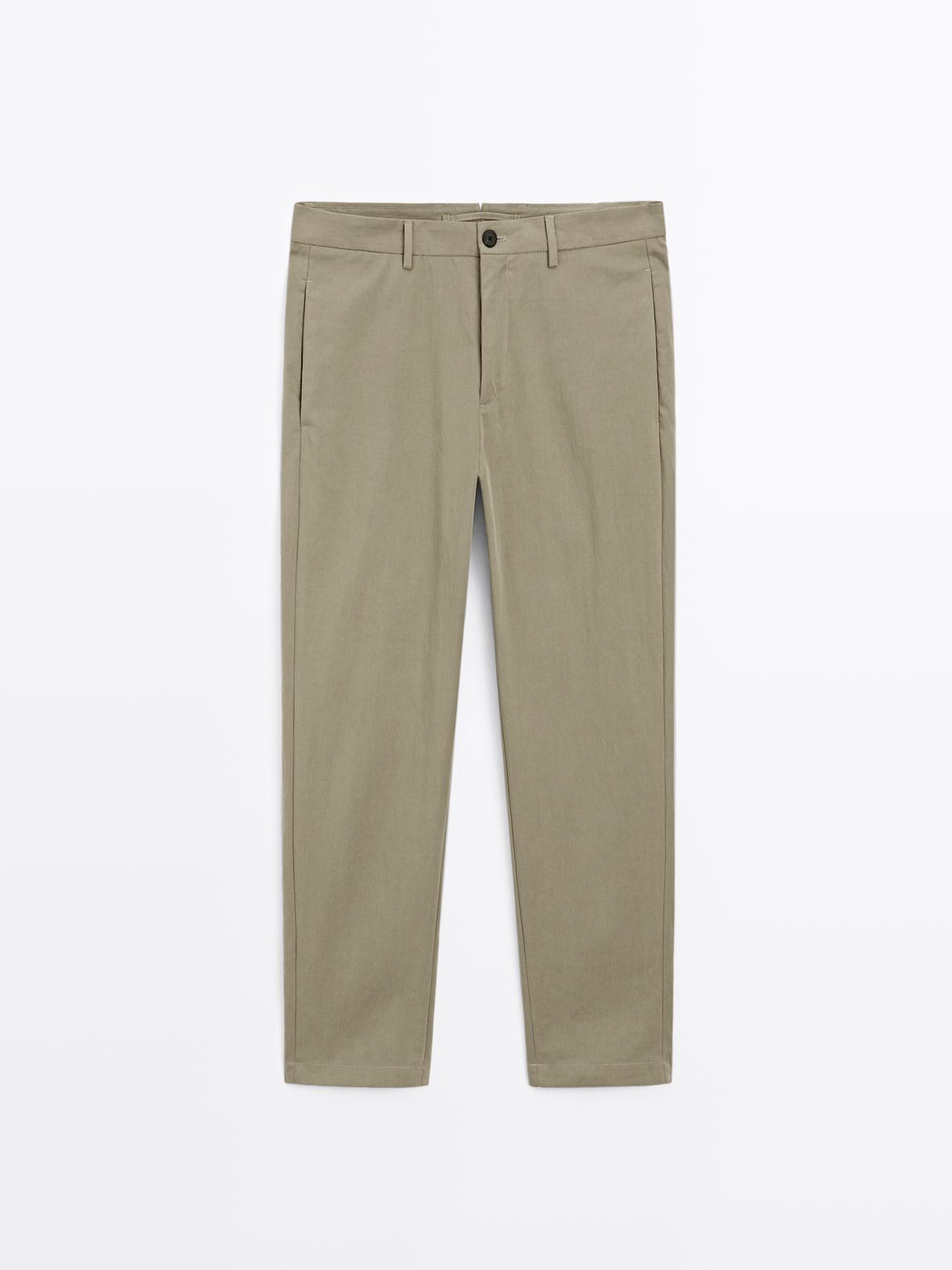 Massimo Dutti - Herre - Cigaretbukser I Bomuldsblanding - Grøn - 44