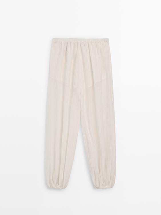 Dökümlü pilili şalvar pantolon