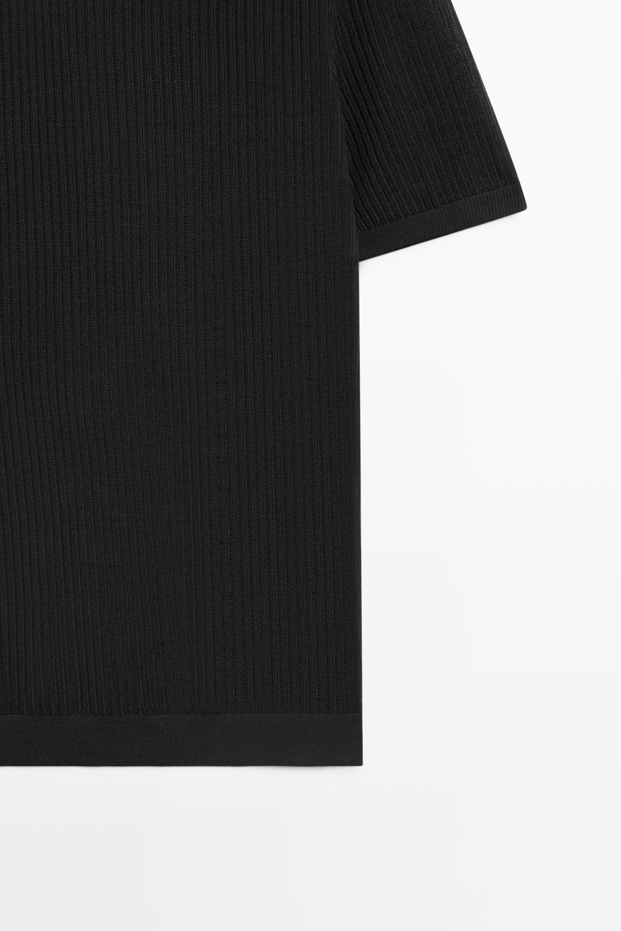 Wool blend short sleeve knit polo — Greyish green