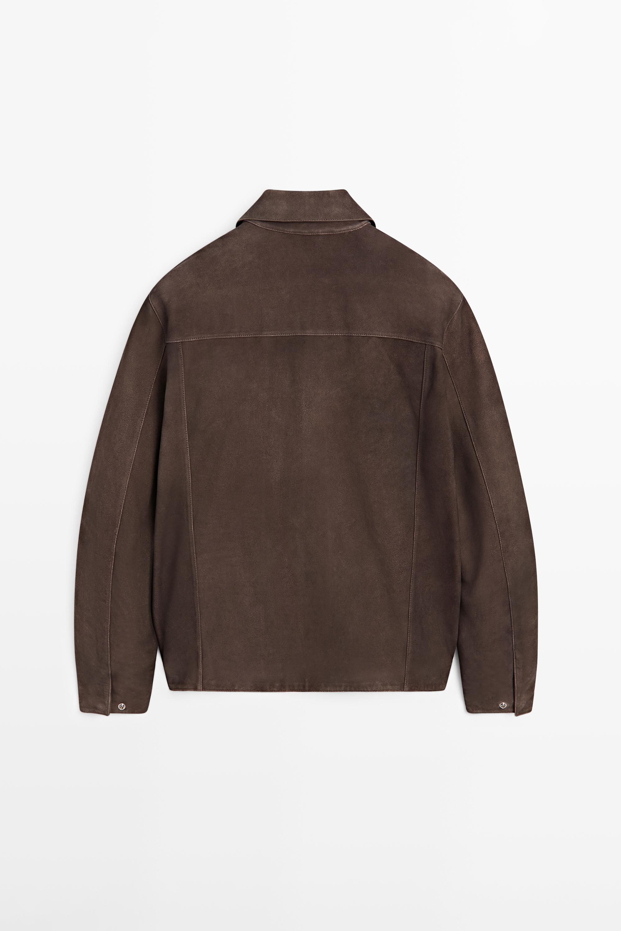 Suede leather jacket — MOLE BROWN