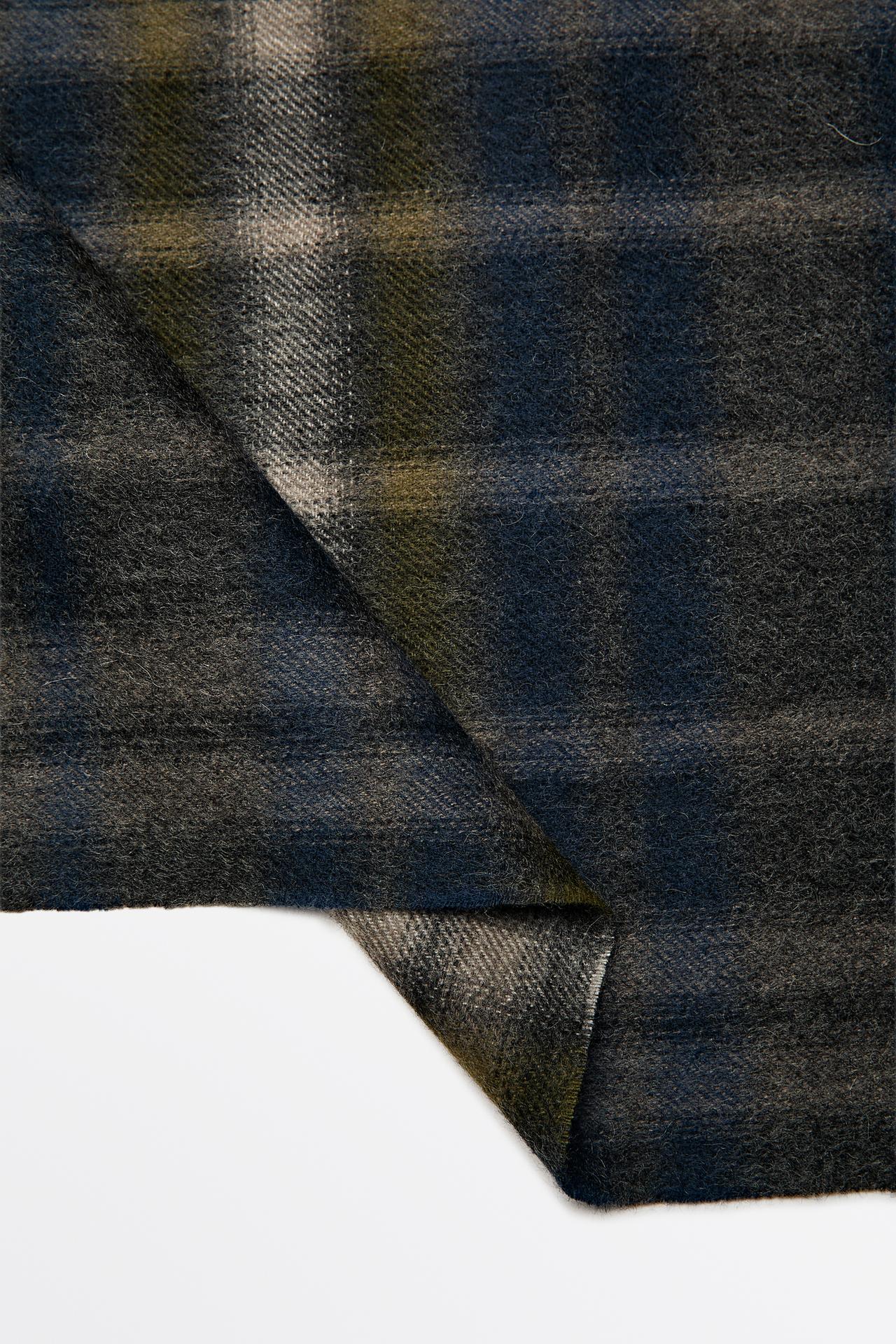 100% cashmere checked scarf — GREY BLUE