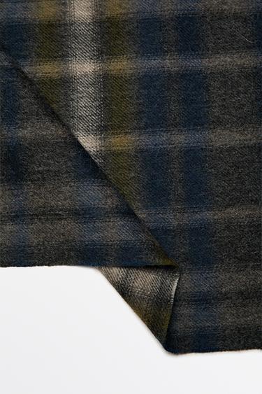 100% cashmere checked scarf — GREY BLUE 5