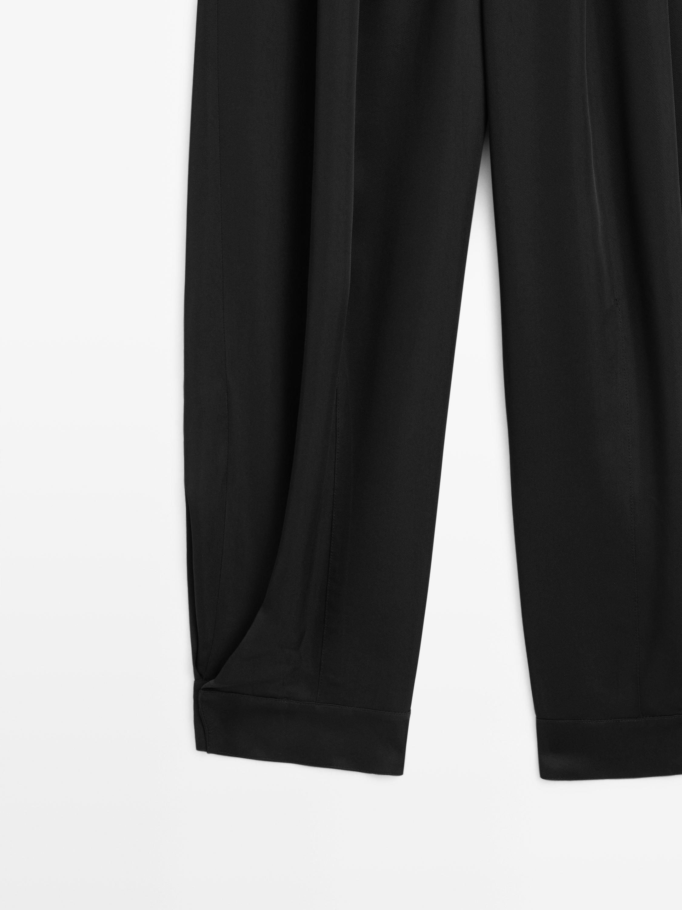 Sarouel trousers in flowing fabric — BLACK