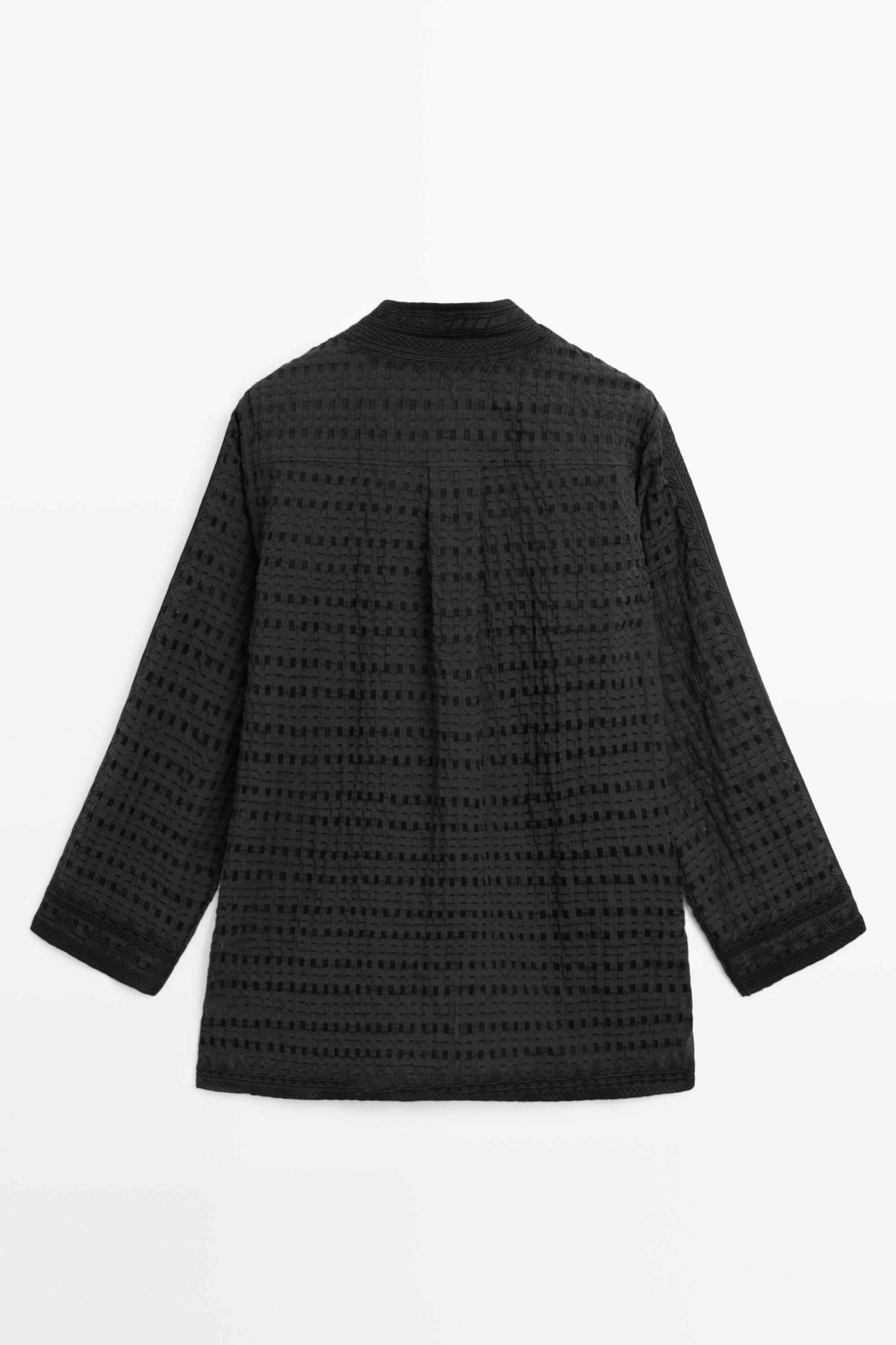 Flowing embroidered shirt — BLACK