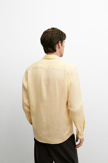 100% linen slim fit shirt — YELLOW 5