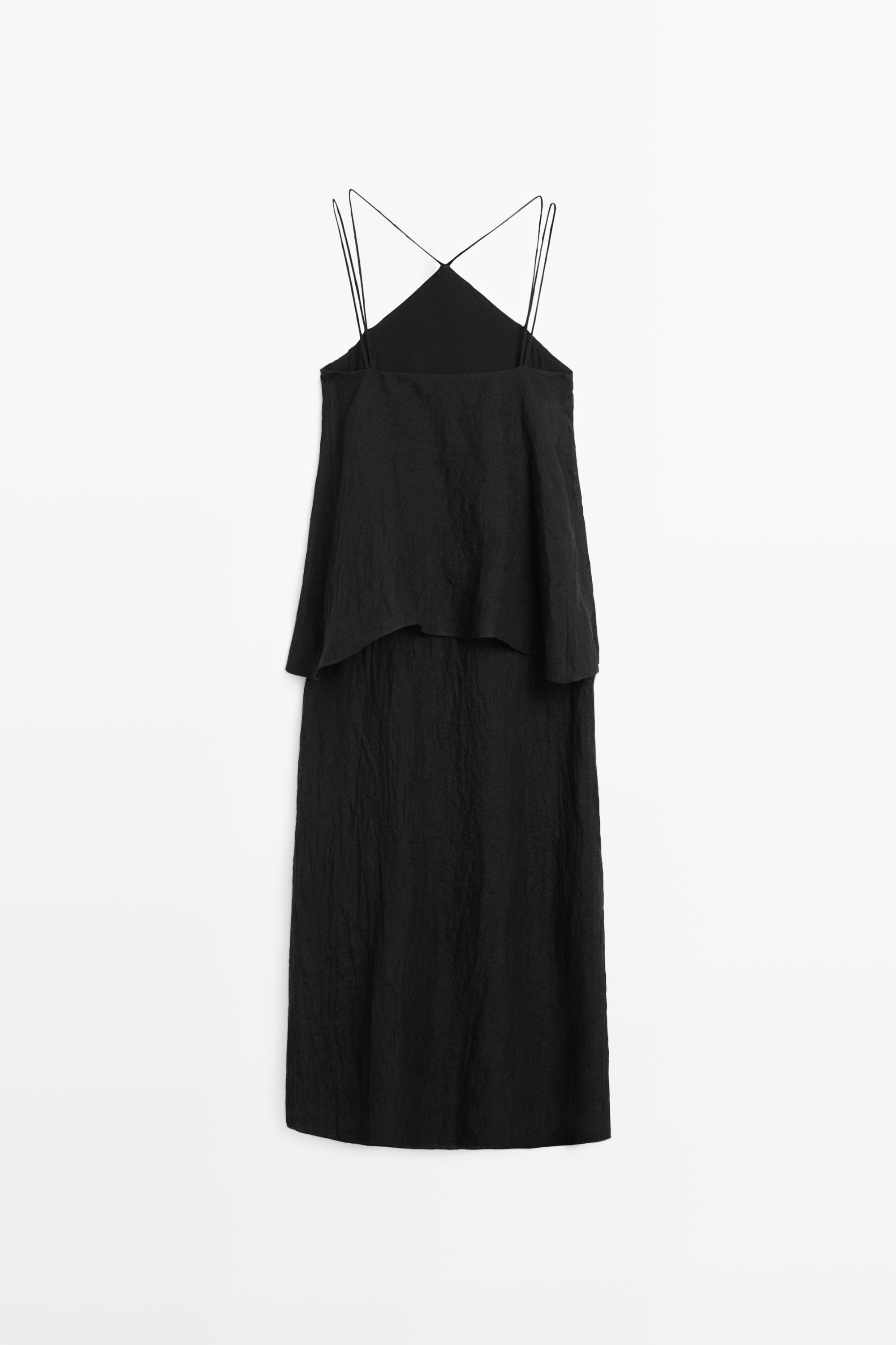 Flowing strappy 100% linen dress Black Dress | Massimo Dutti Flowing strappy 100% linen dress Black Dress | Massimo Dutti