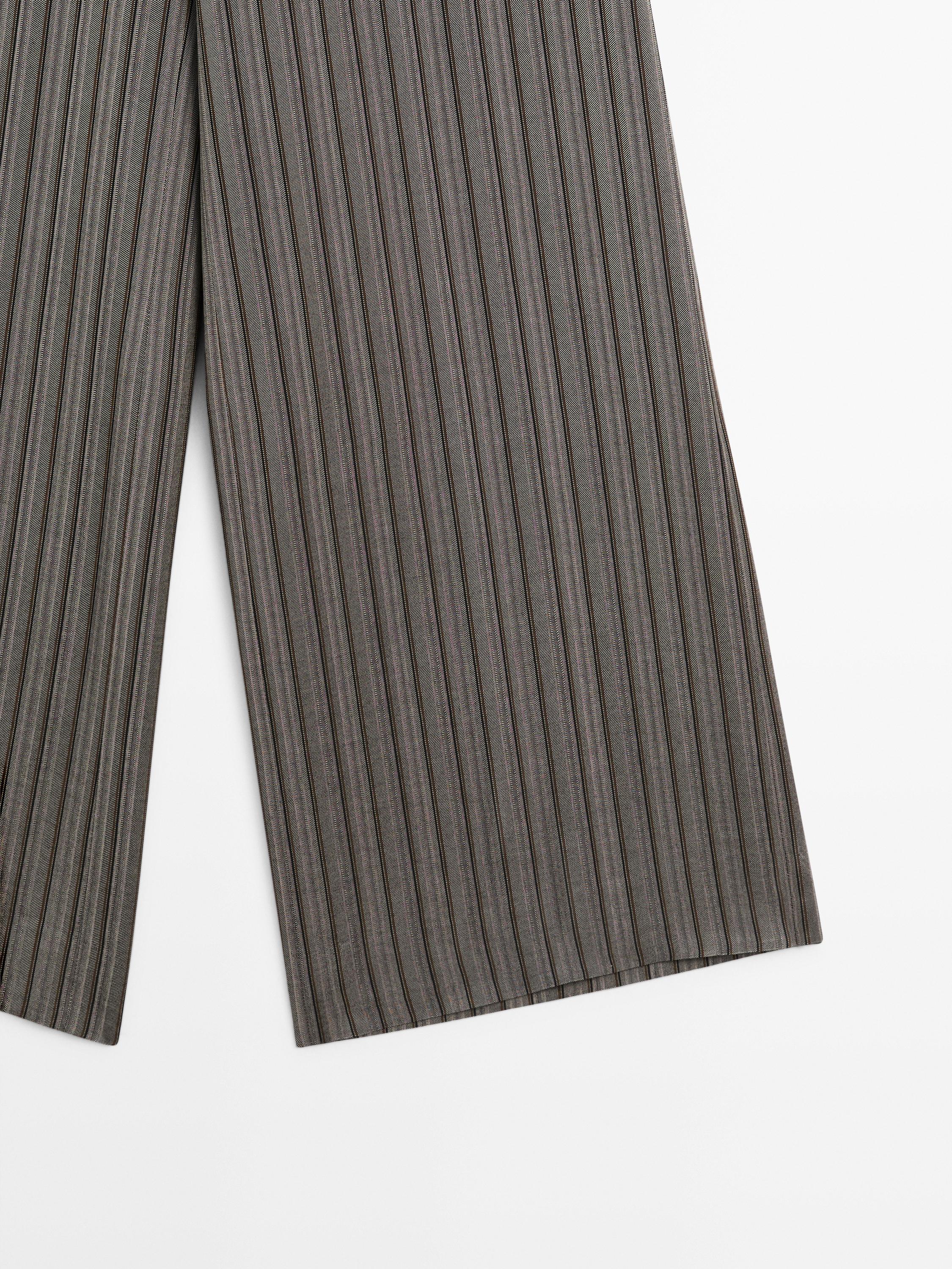 Wide-leg trousers with striped details — GREY