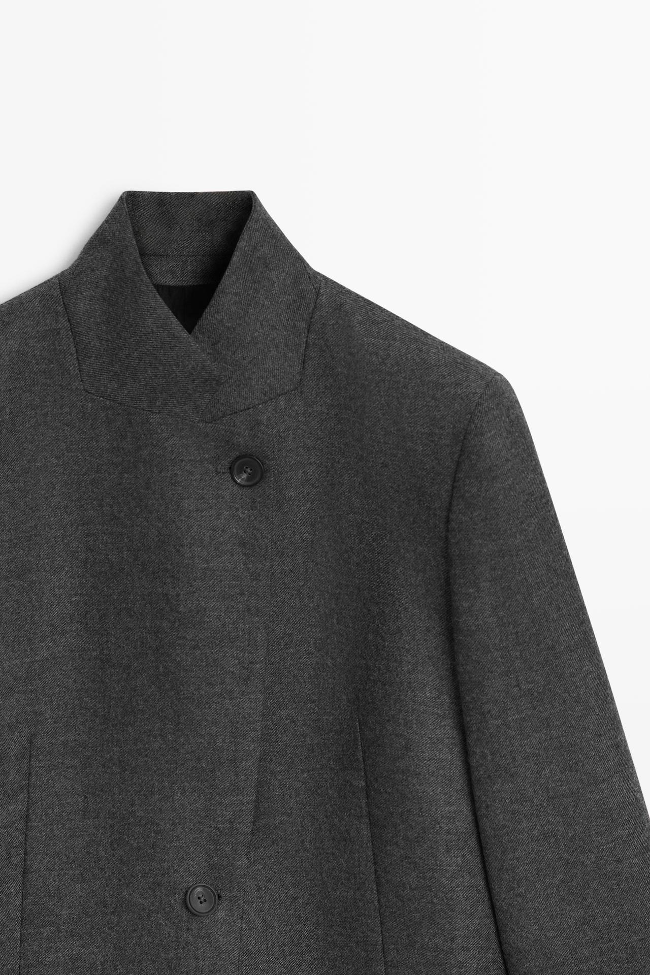 100% wool flannel suit blazer — DARK GREY
