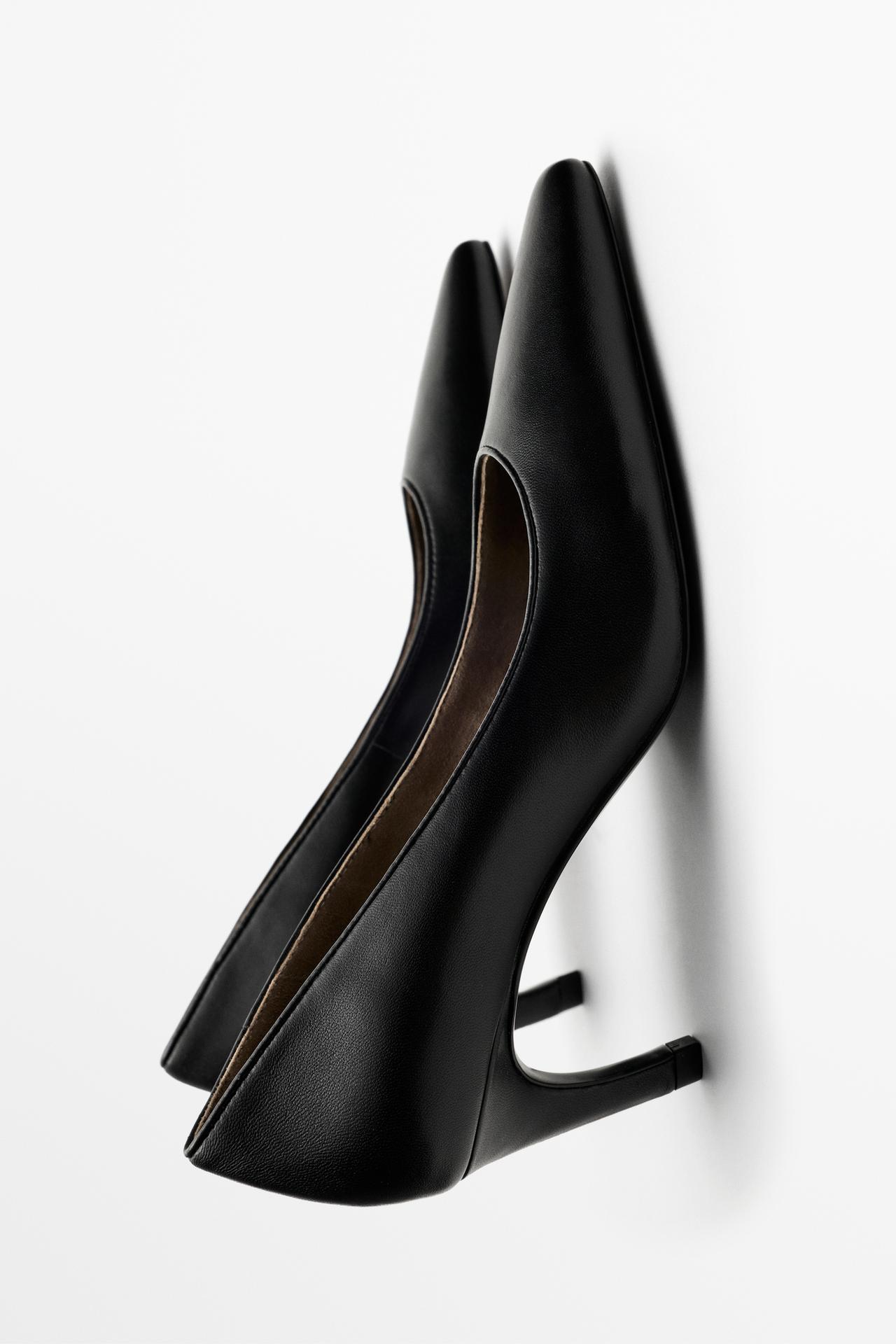 Leather high-heel shoe — BLACK