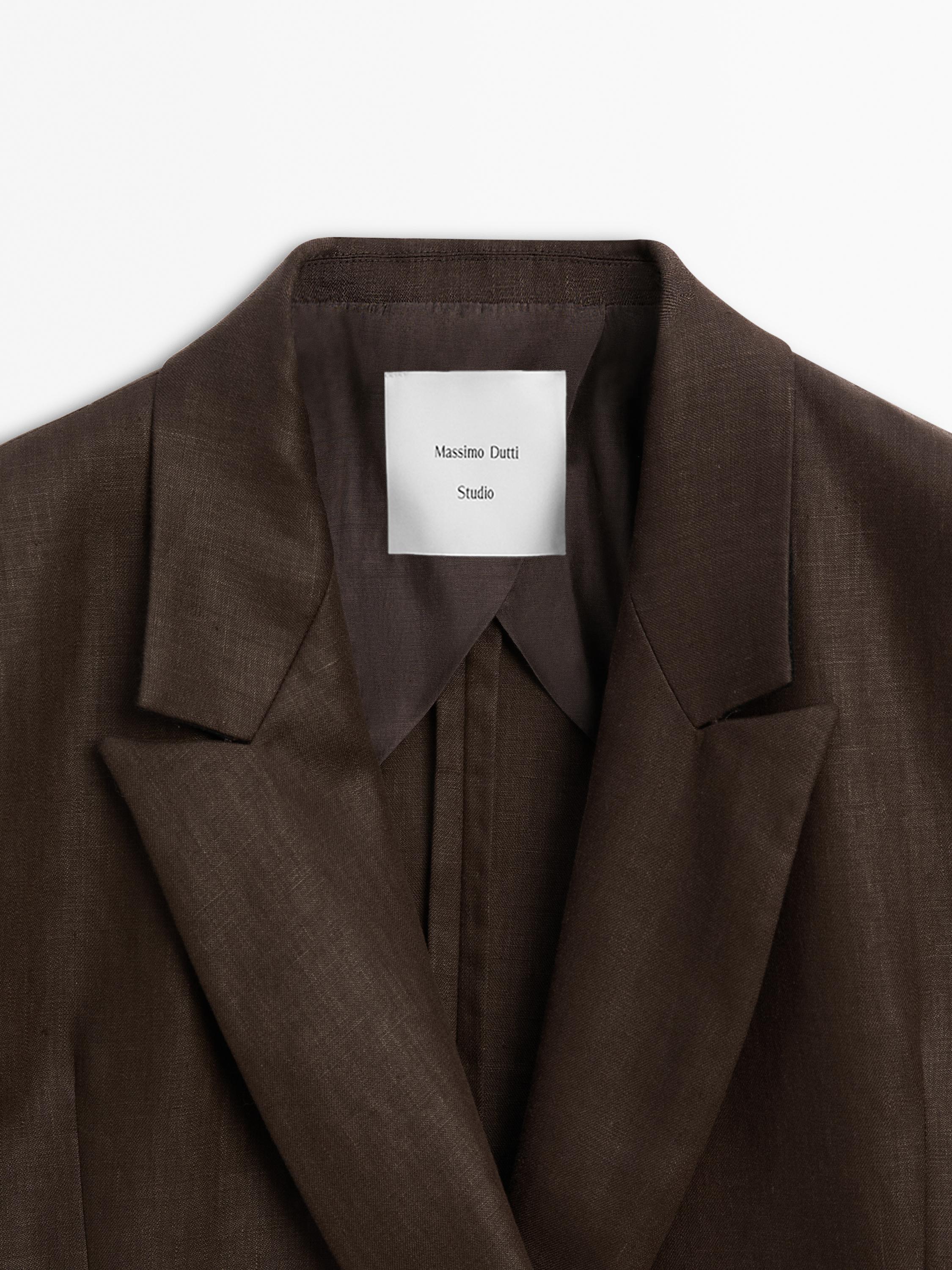 100% linen double-breasted blazer - Studio