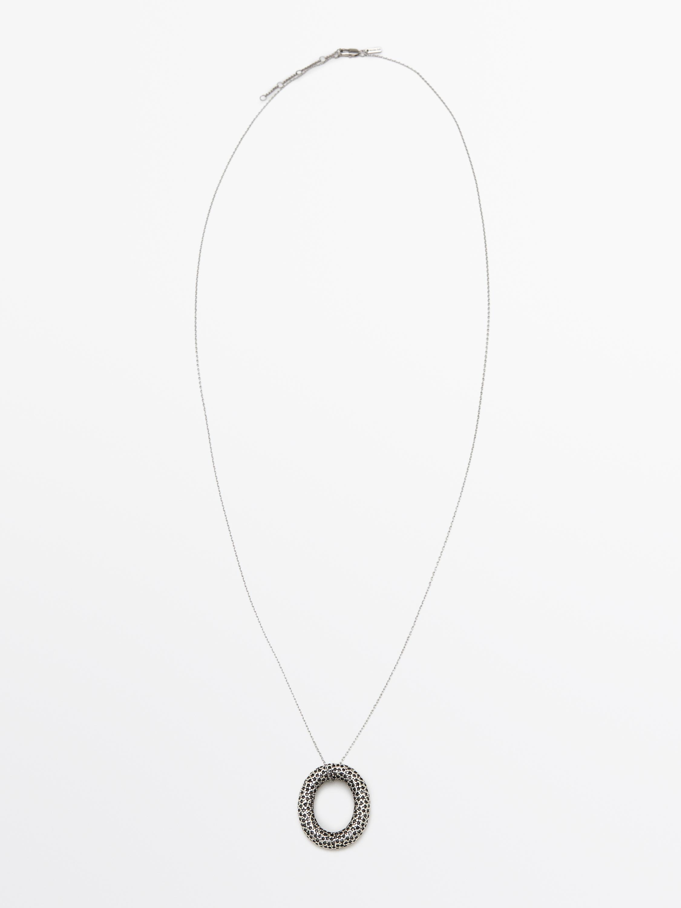 Necklace with rhinestone textured piece